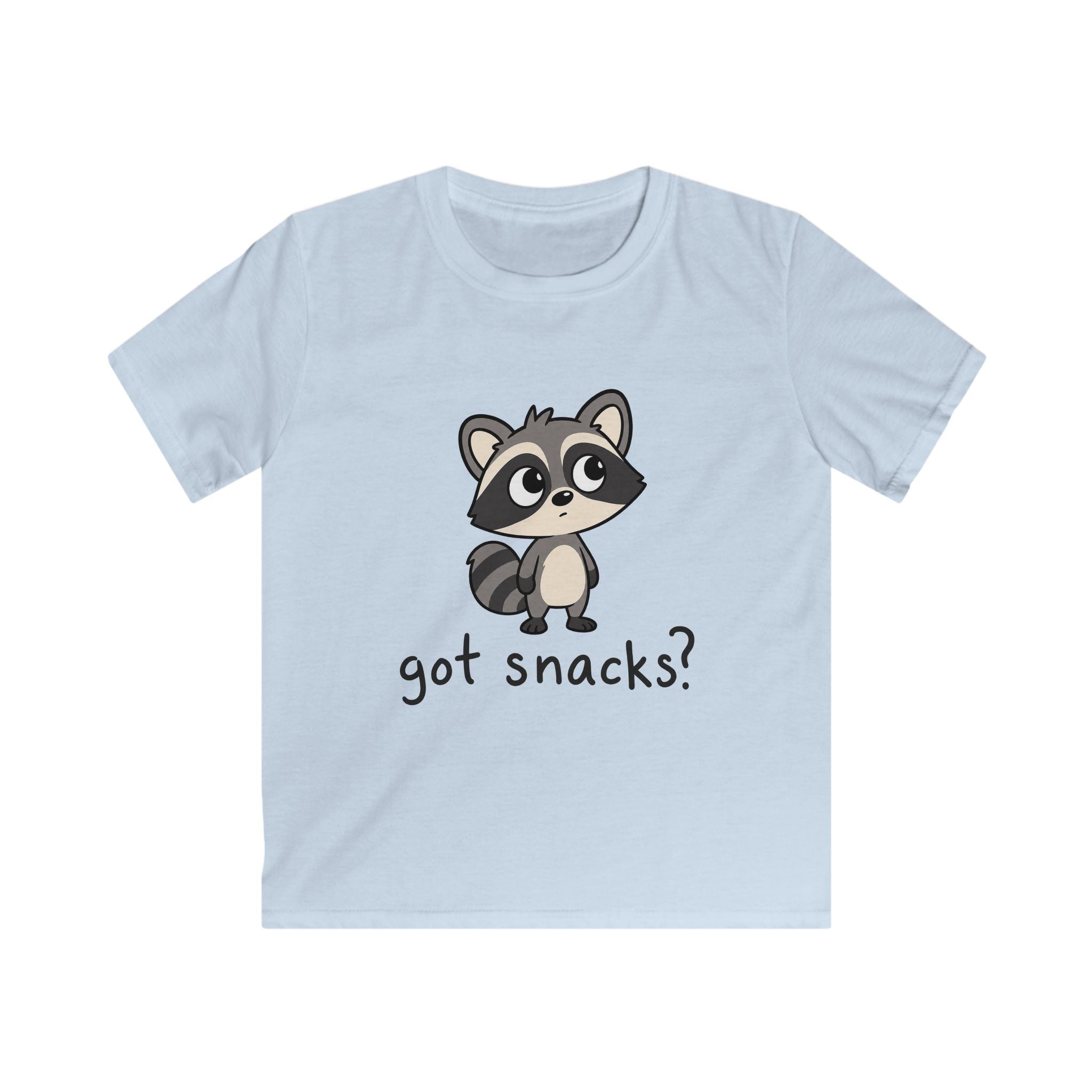 Cute Raccoon "got snacks?" Funny Graphic Tee for Kids