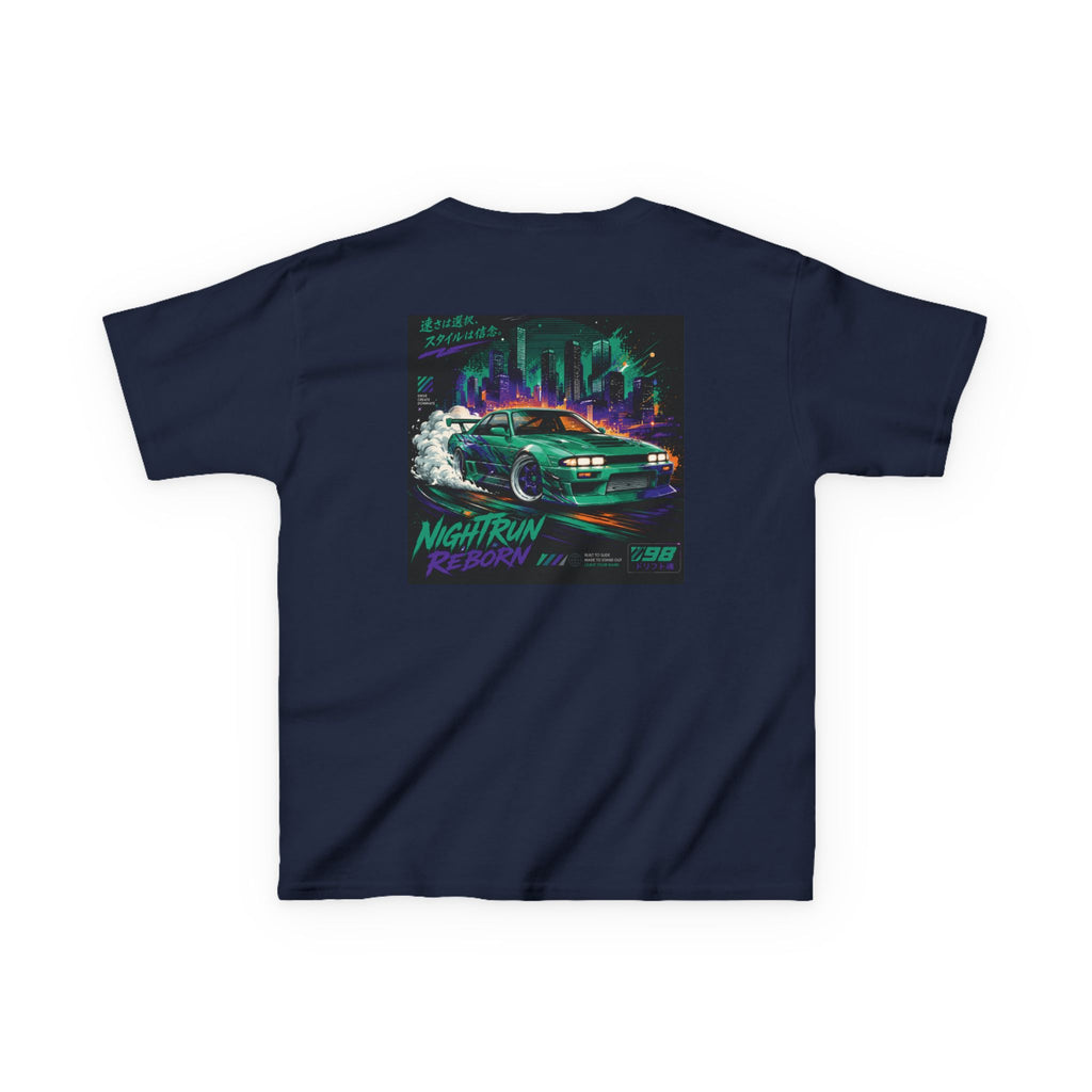 Boys Tee "Retro Nightrun Drift Car" Graphic (Neon City)