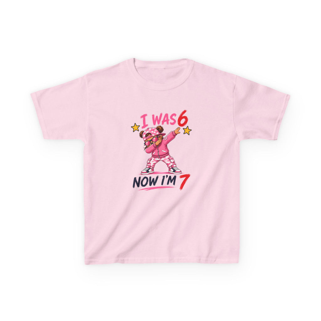 " I was 6 Now I'm 7" Girls Graphic kids Birthday T-Shirt Design