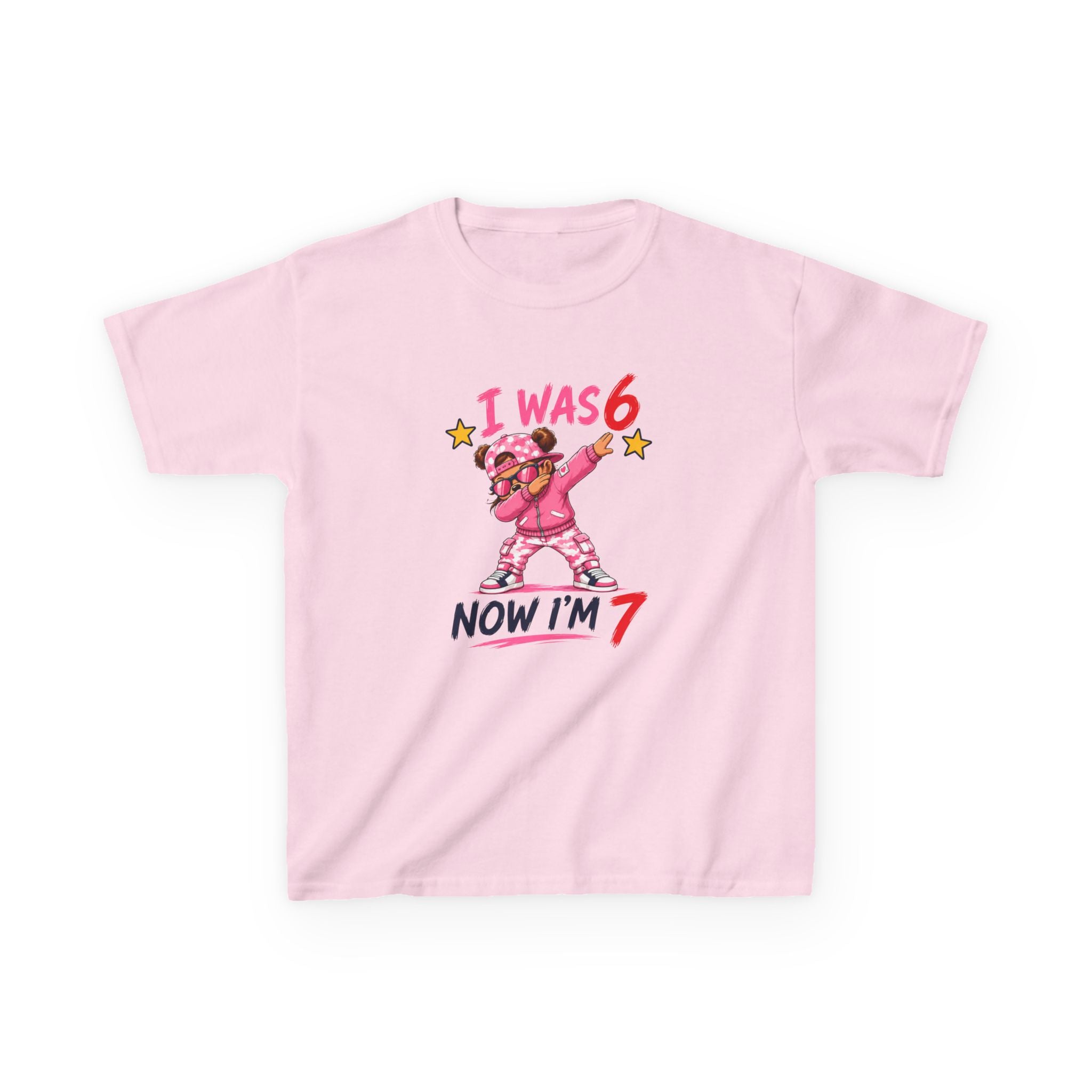 " I was 6 Now I'm 7" Girls Graphic kids Birthday T-Shirt Design