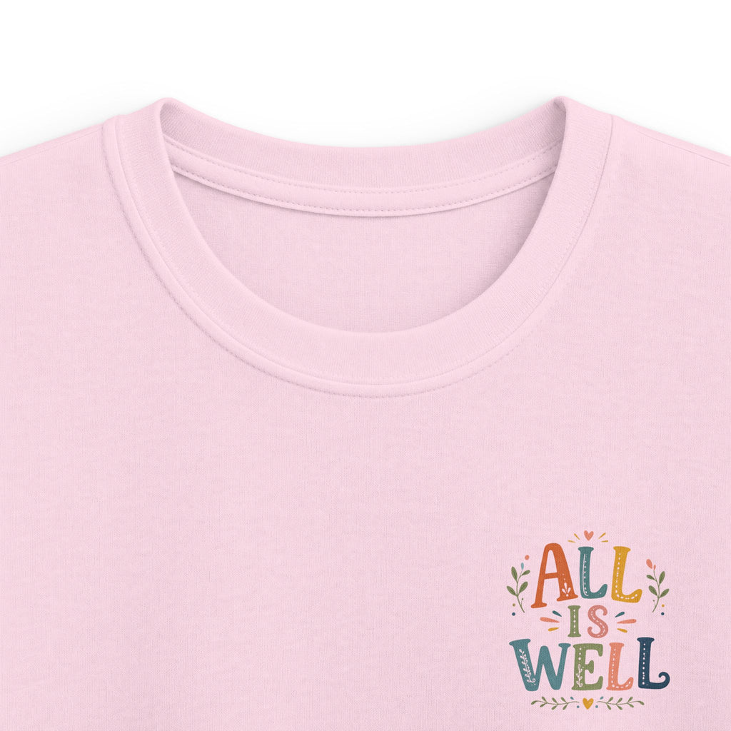 Kids Tee "All Is Well" Rainbow Pocket Motivational Graphic T-Shirt