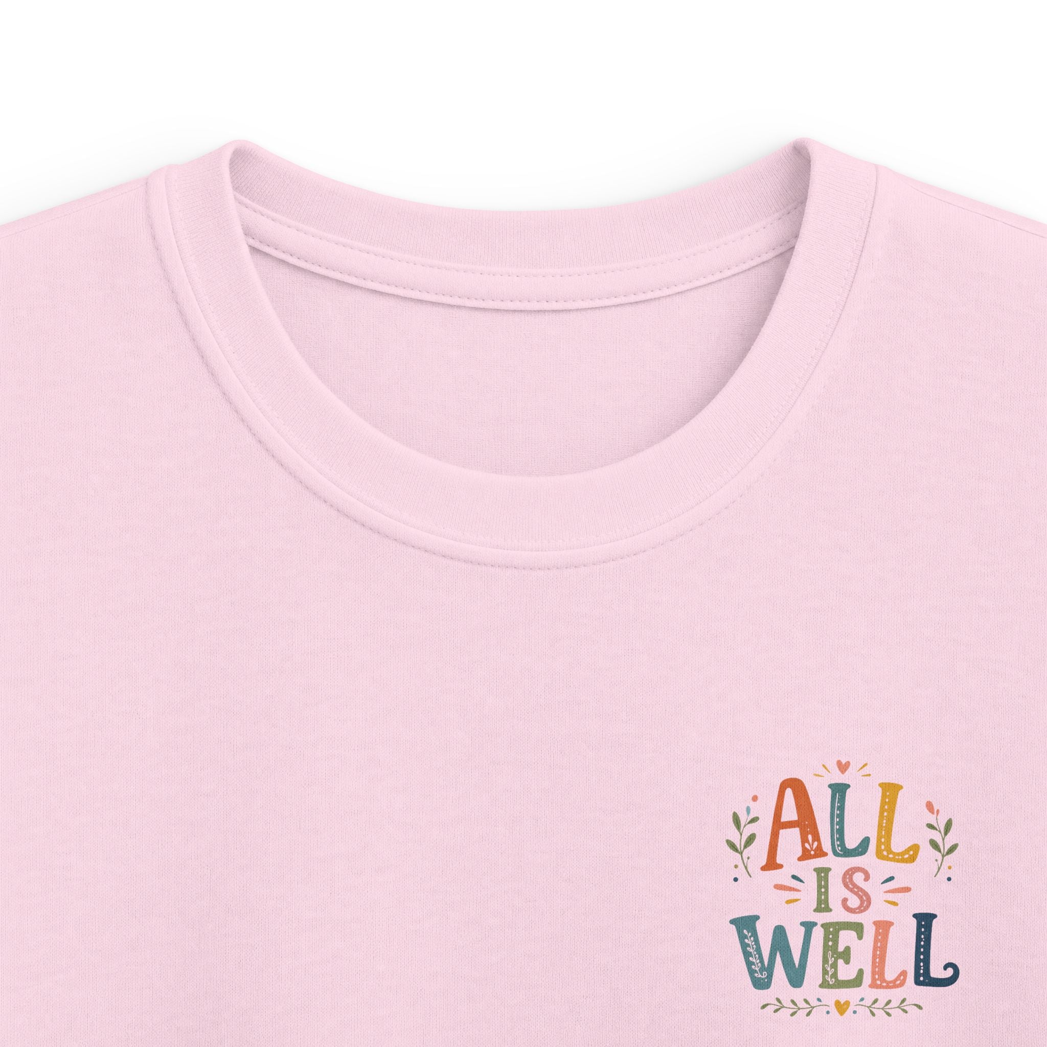 Kids Tee "All Is Well" Rainbow Pocket Motivational Graphic T-Shirt