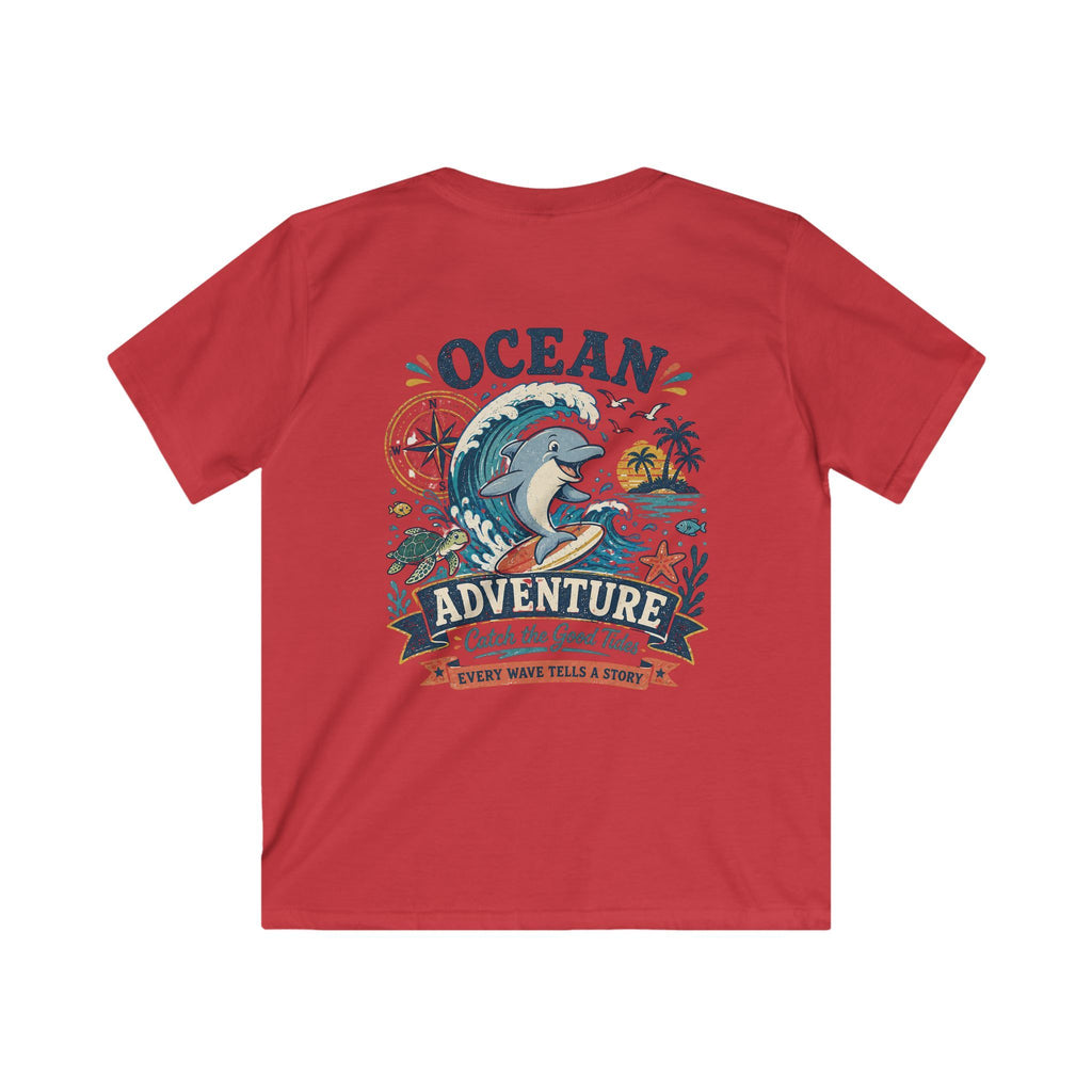 Ocean Adventure Kids Tee 'Catch the Good Tide' Dolphin Surf Graphic