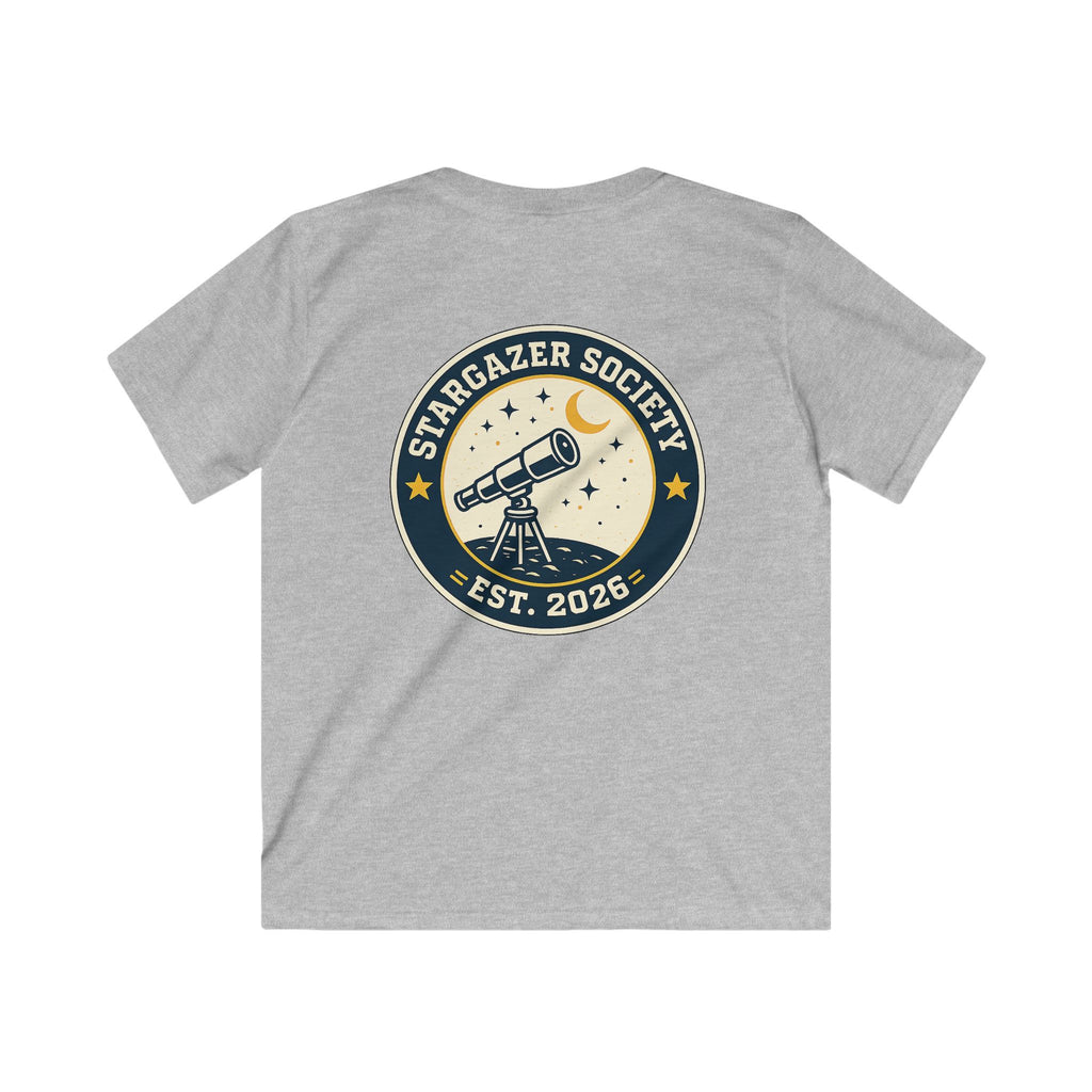 "Stargazer Society" Kids Tee Telescope 'Est. 2026' For Boys & Girls