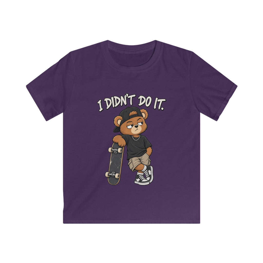 Kids Skateboard Tee "I Didn't Do It" Bear Funny Graphic Shirt