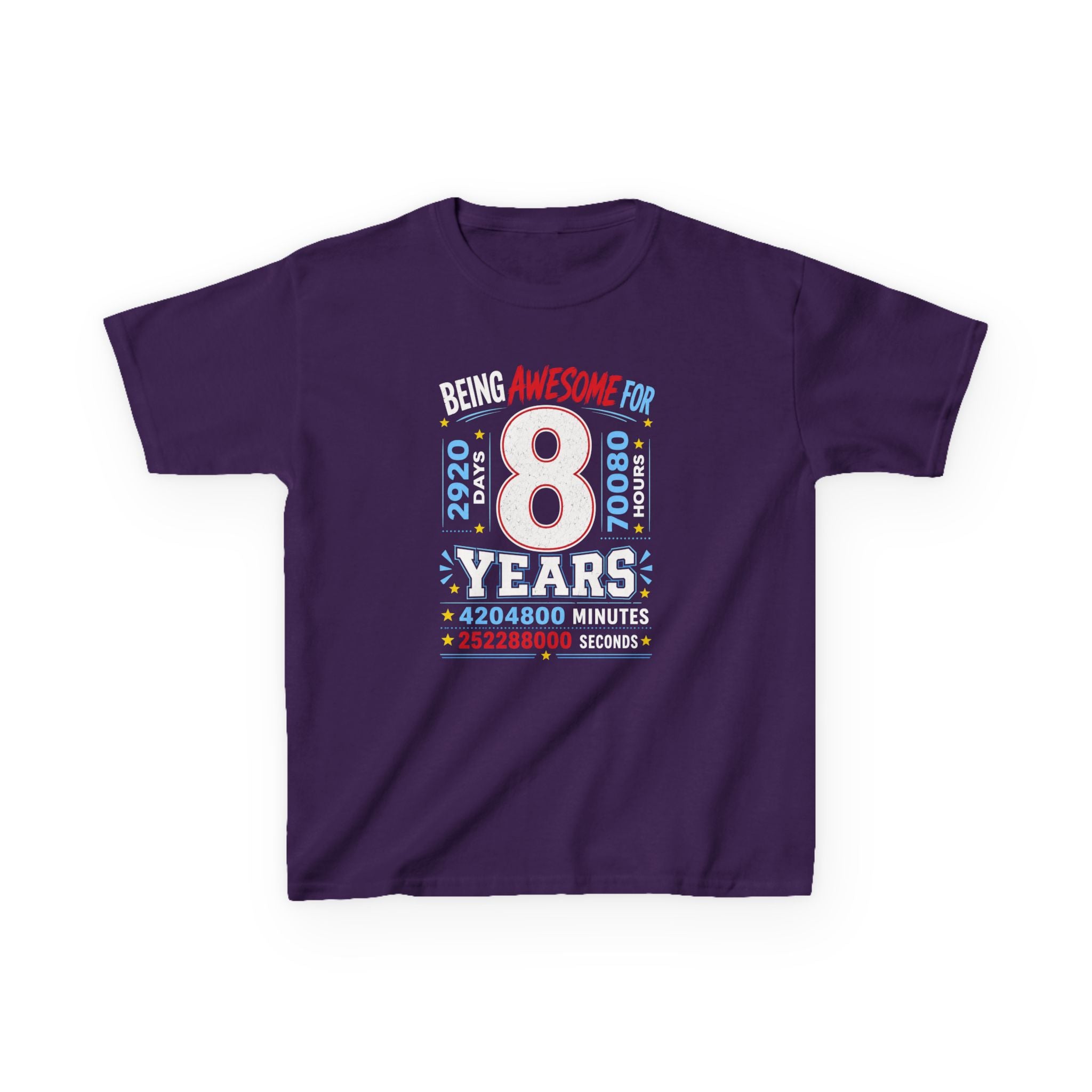 " Being Awesome For 8 Years" Graphic kids Birthday T-Shirt Design