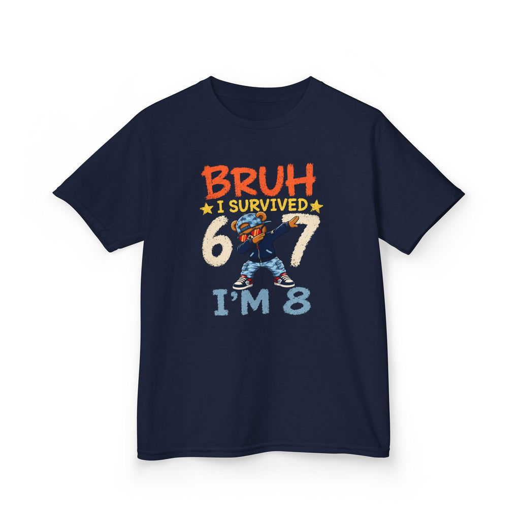 "Bruh I survived 6 7" " I'M 8" Boys Graphic kids Birthday T-Shirt Design