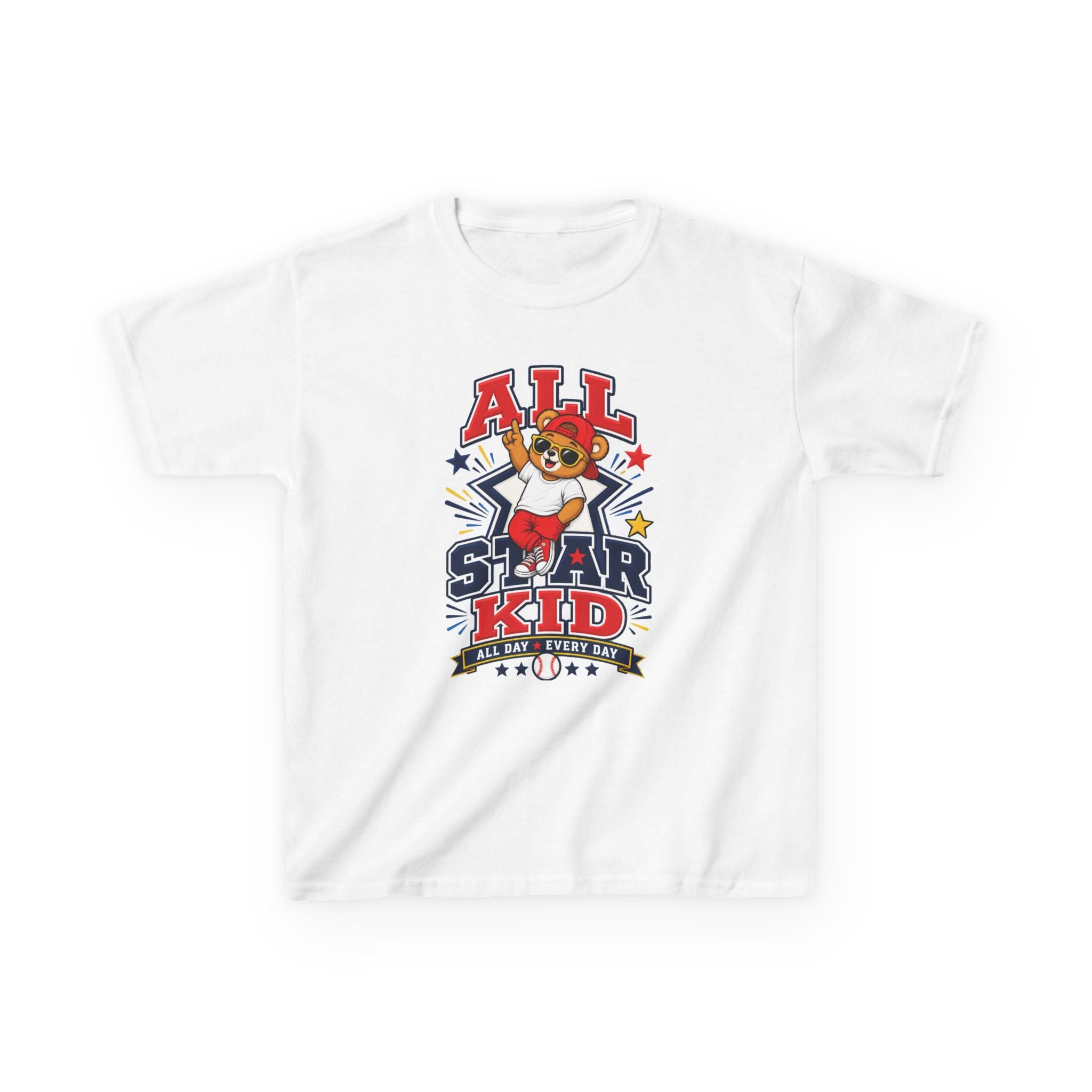 All Star Kid Kids T‑Shirt  Cute Baseball Bear Sports Graphic Tee