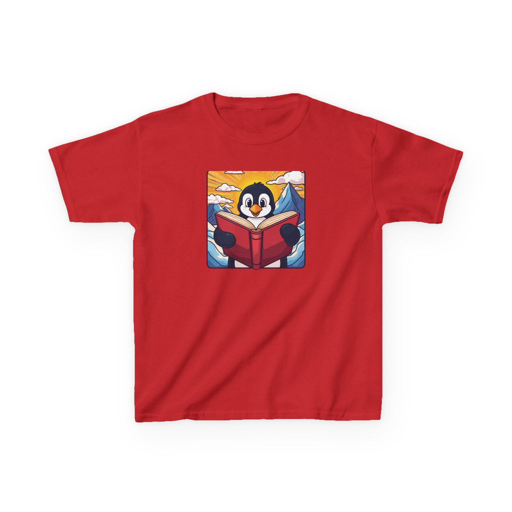 Kids Penguin Reading Tee Cute Book-Lover Shirt for Children