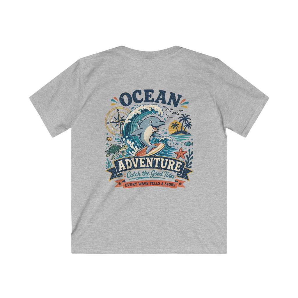 Ocean Adventure Kids Tee 'Catch the Good Tide' Dolphin Surf Graphic