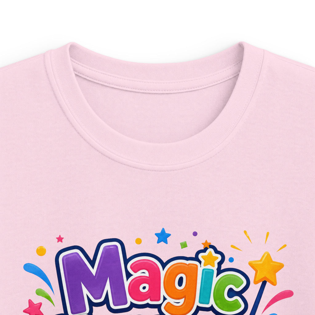 Kids Tee "Magic Happens at Five" Colorful Birthday Shirt