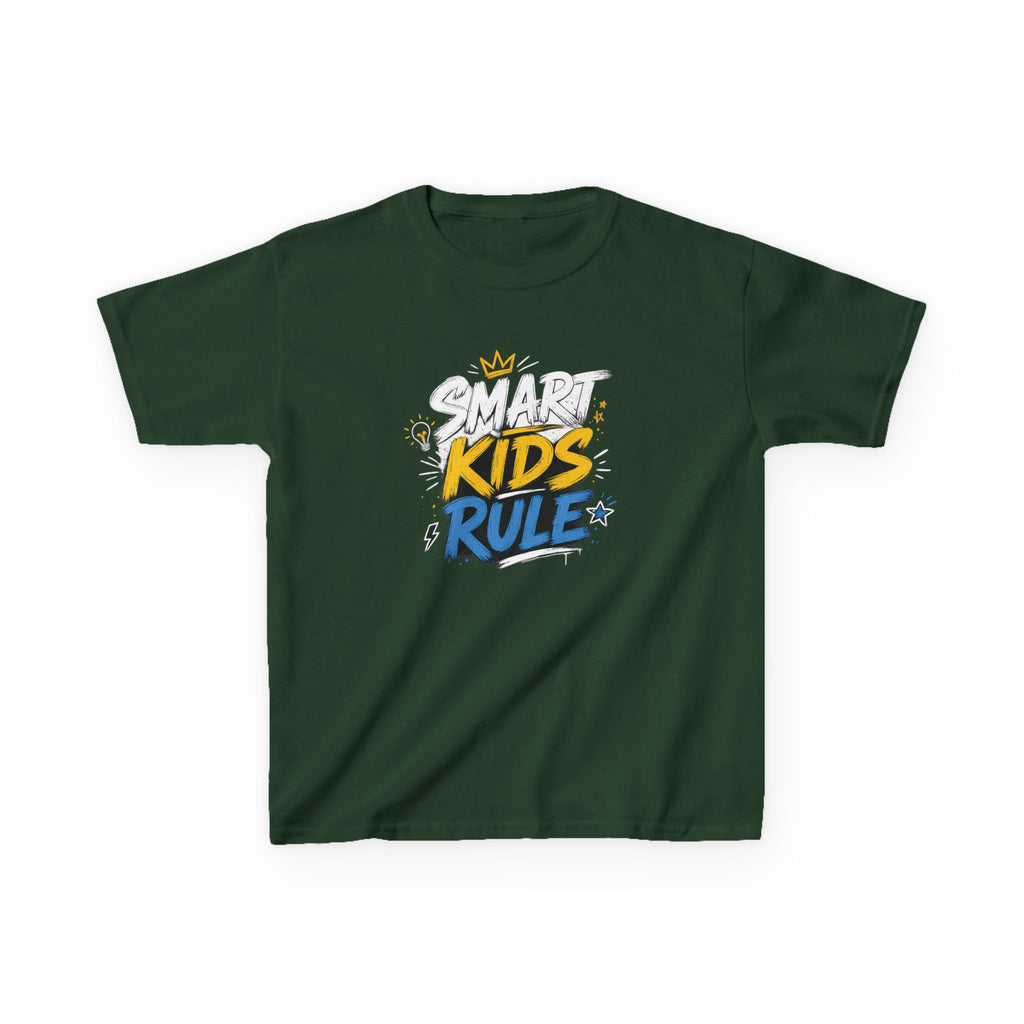 Kids Tee "Smart Kids Rule" Graphic T-Shirt for Back to School & Everyday Wear