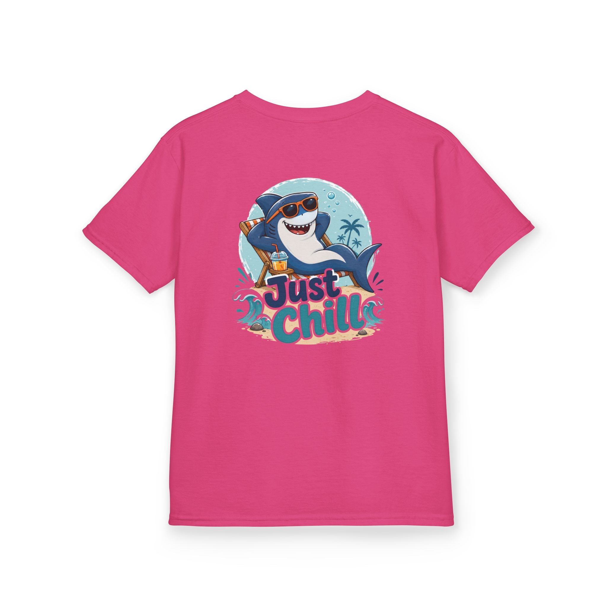 Kids Tee 'Just Chill' Surfing Shark Girls and Boys Graphic
