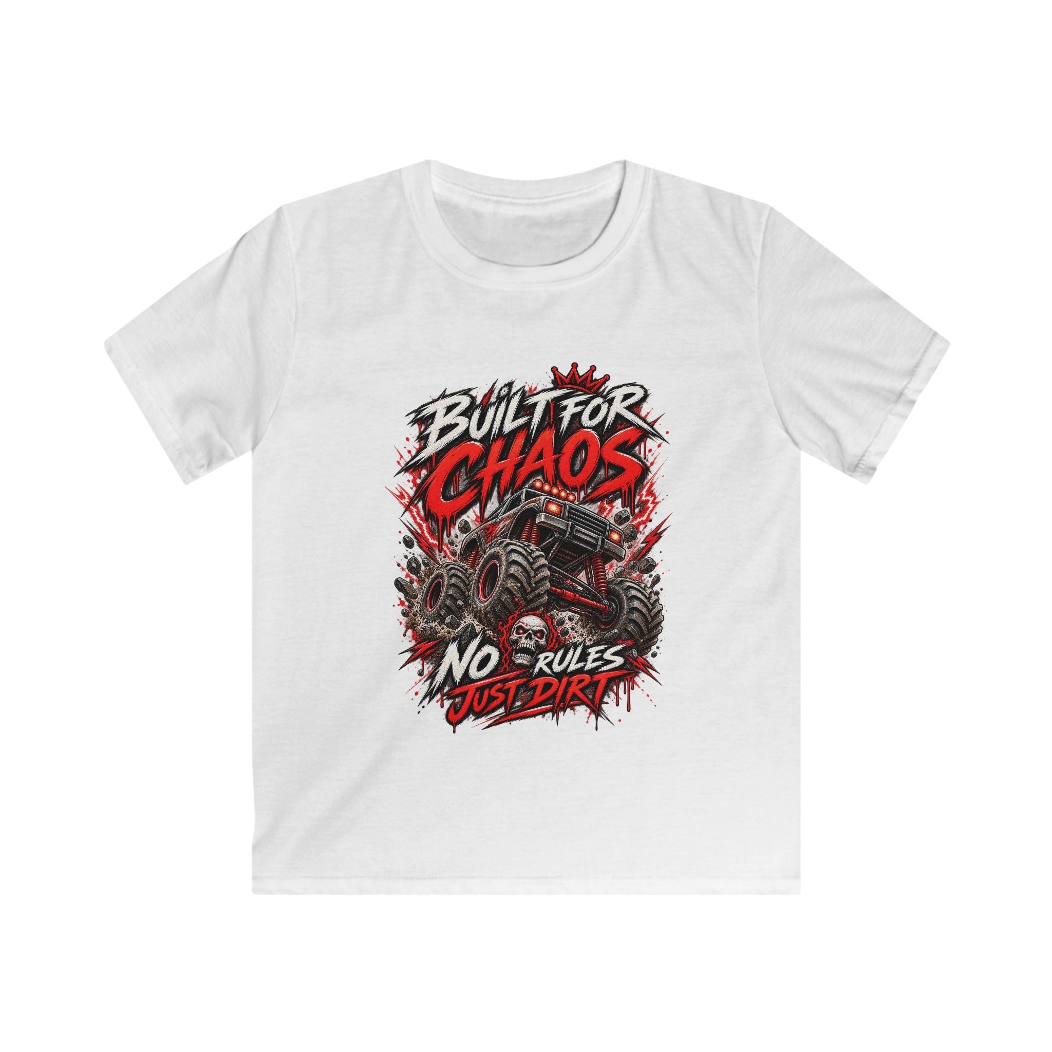 Kids Tee "Built for Chaos" Monster Truck Graphic (No Rules, Just Dirt)
