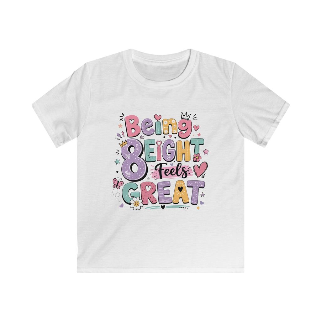 Kids "Being Eight Feels Great" Birthday T-Shirt
