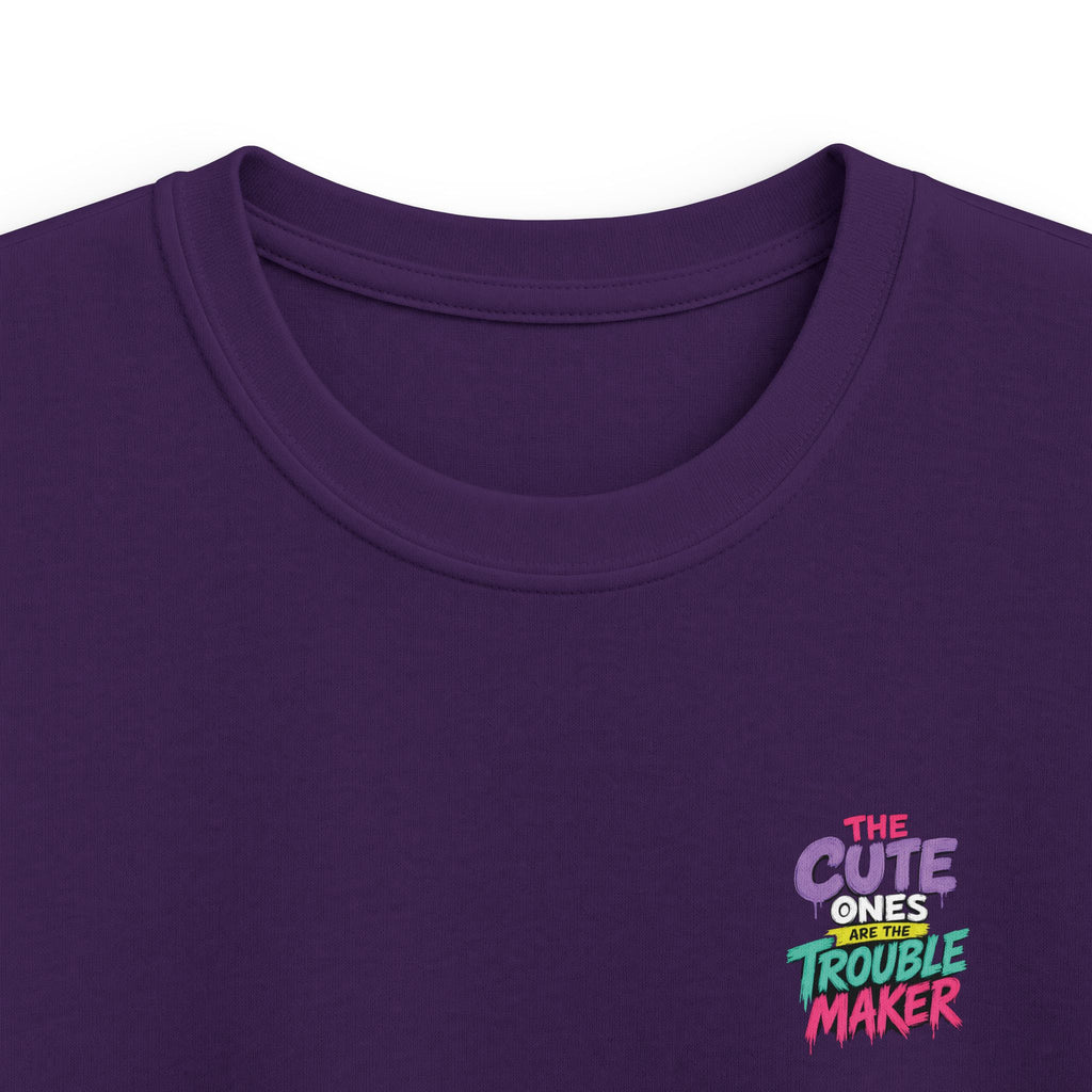 Cute Puppy & Kitten "The Cute Ones Are The Trouble Maker" Graphic Girls T-Shirt