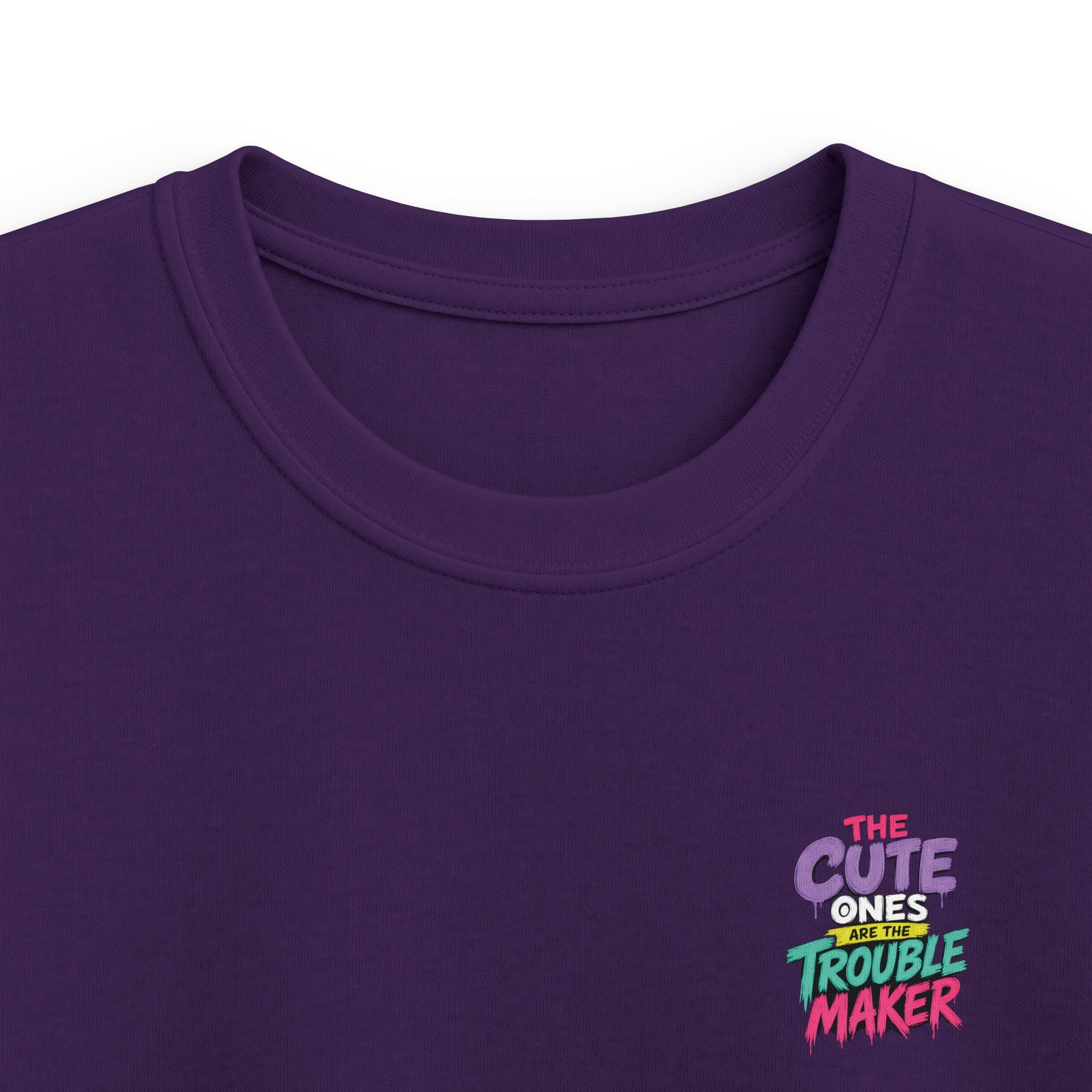 Cute Puppy & Kitten "The Cute Ones Are The Trouble Maker" Graphic Girls T-Shirt