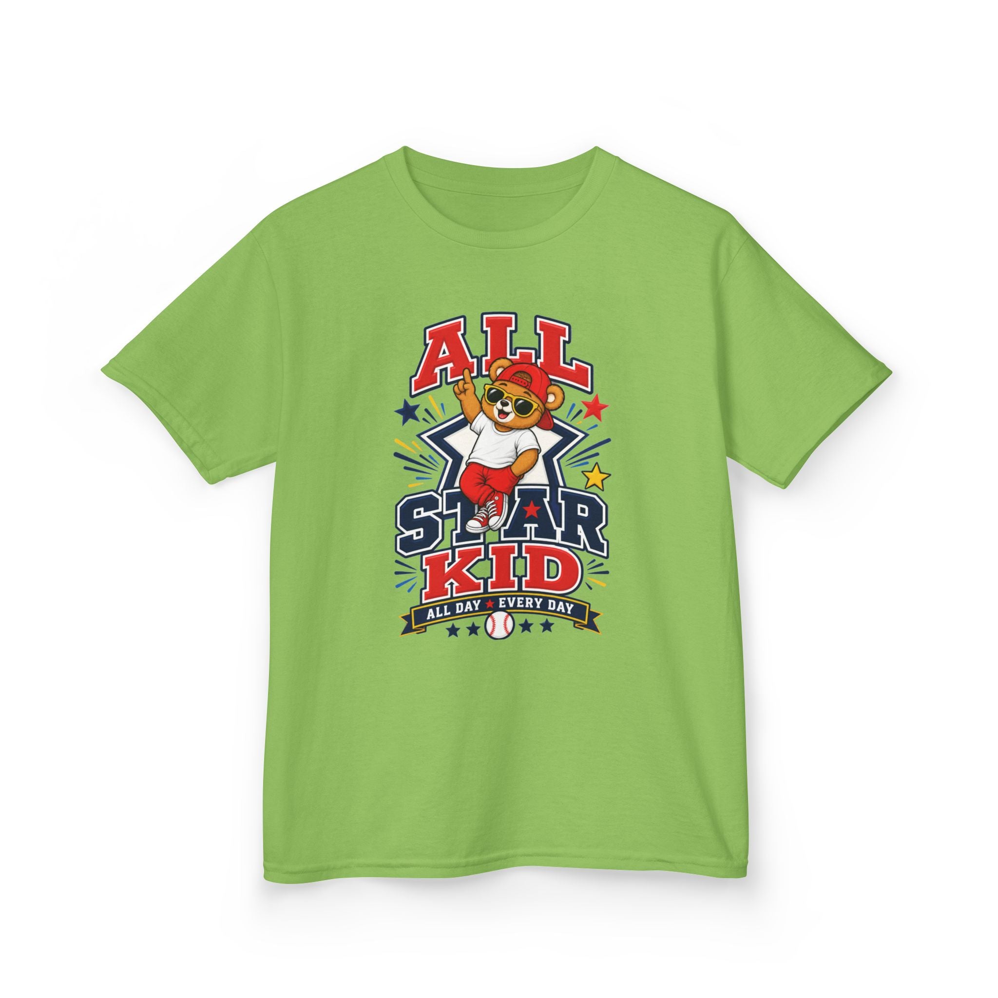 All Star Kid Kids T‑Shirt  Cute Baseball Bear Sports Graphic Tee
