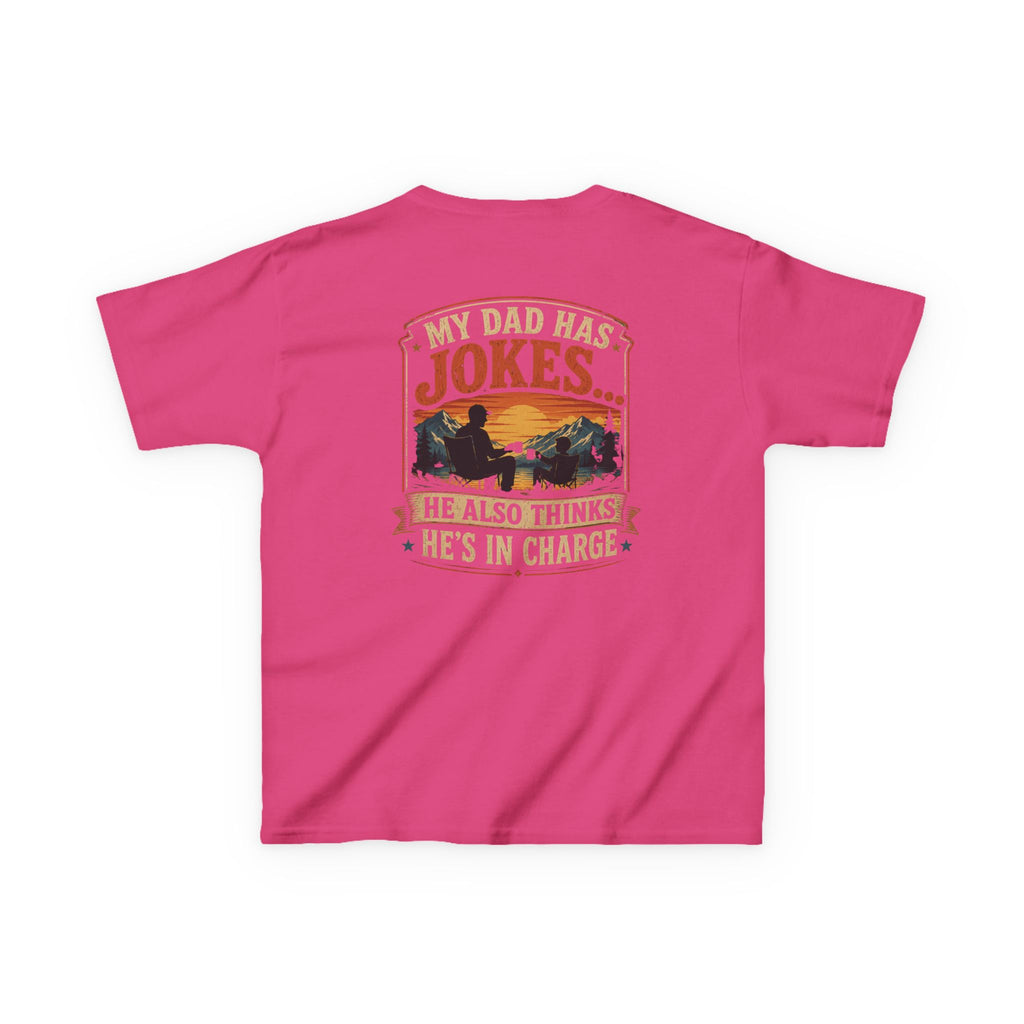 Kids Tee “My Dad Has Jokes… He Also Thinks He’s In Charge” Family Father’s Day Shirt