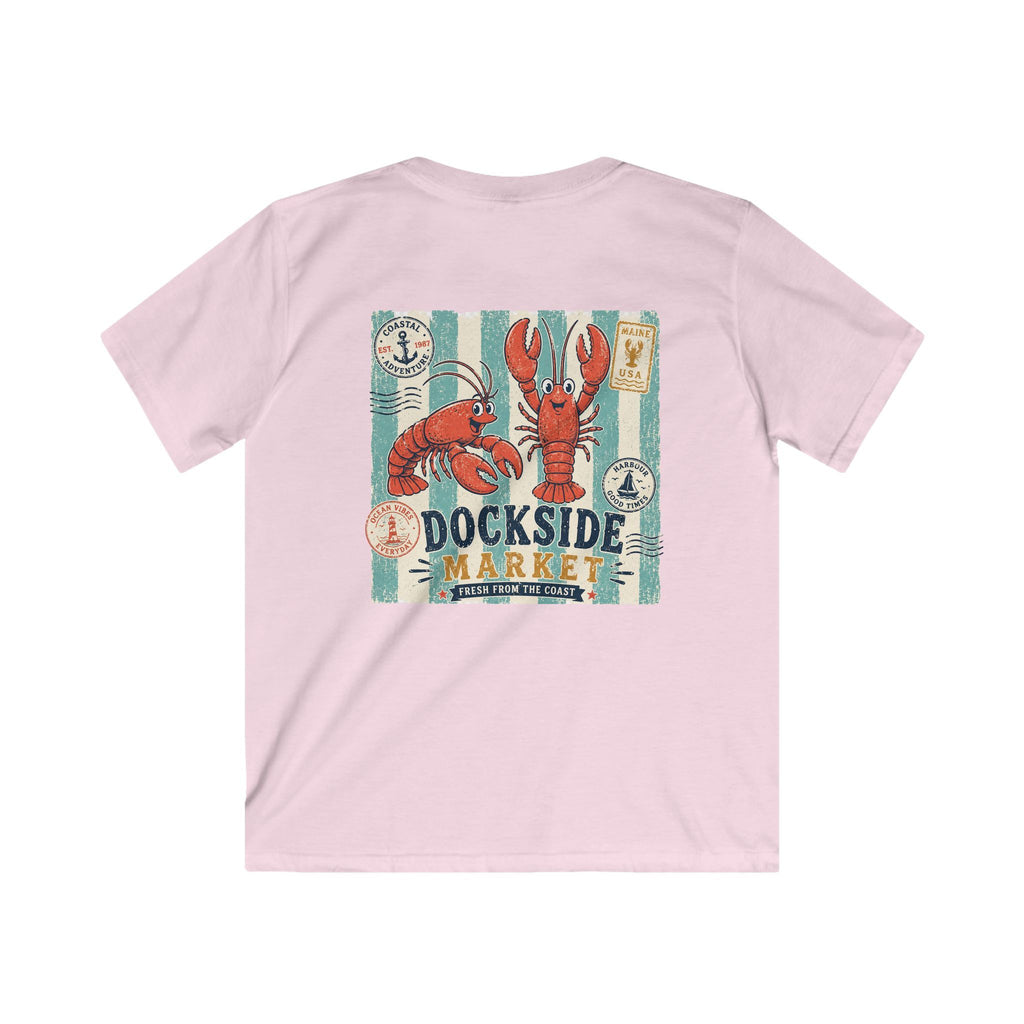 "Dockside Market" Kids Tee Retro Lobster Beach Graphic T-Shirt