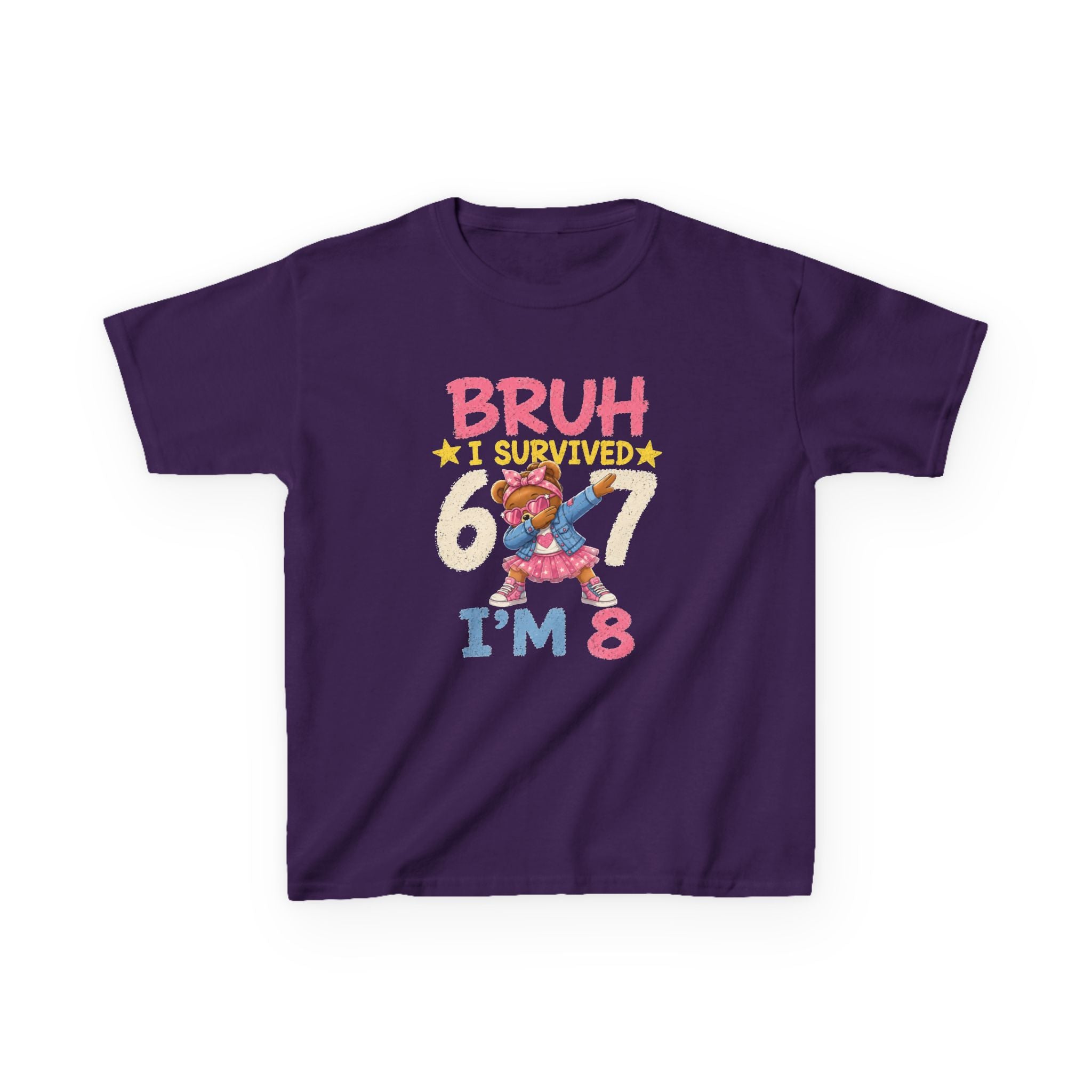 Kids Tee "Bruh I Survived 6/7 I'm 8" Birthday T-Shirt