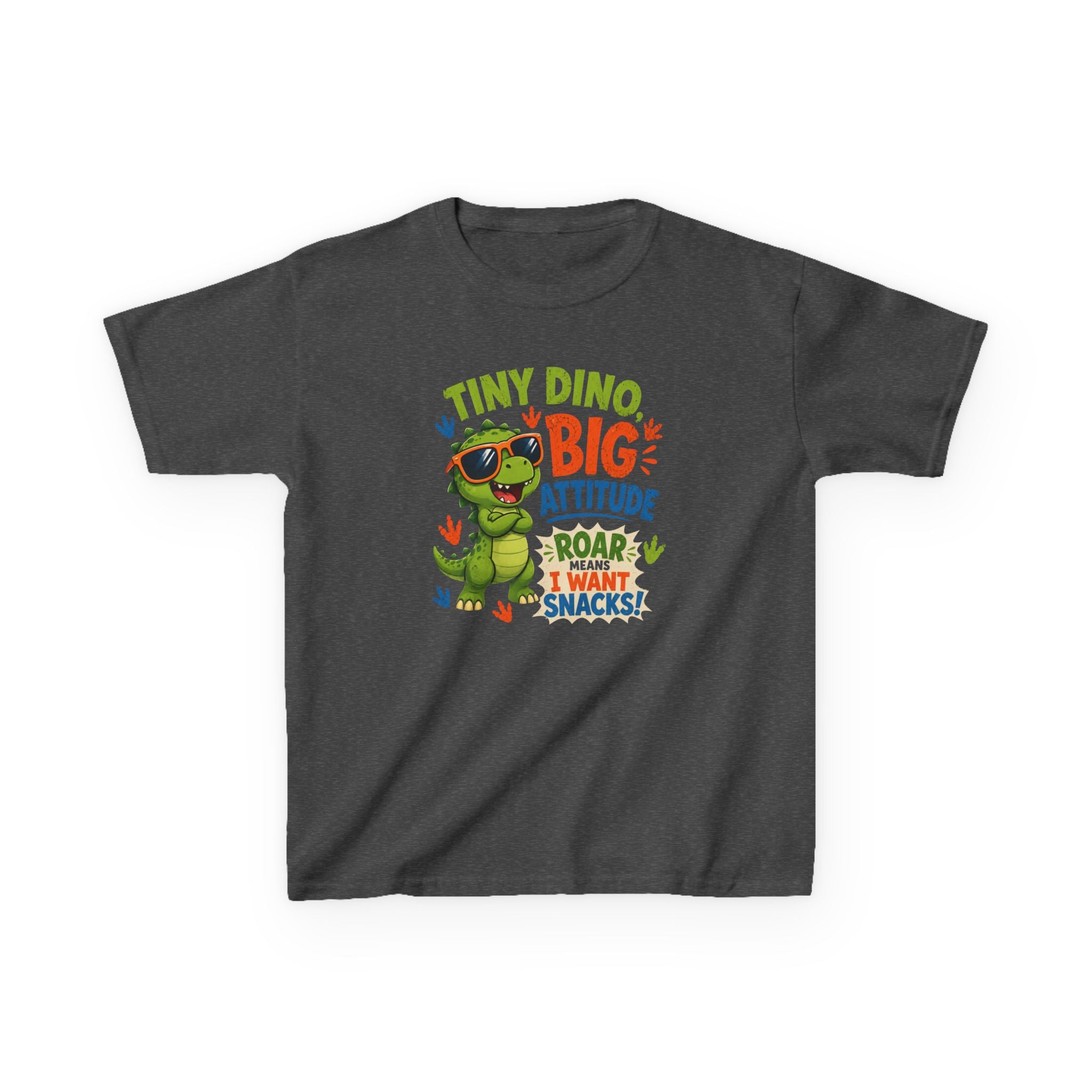 Kids T-Shirt "Tiny Dino, Big Attitude: Roar I Want Snacks" Cute Dino Tee