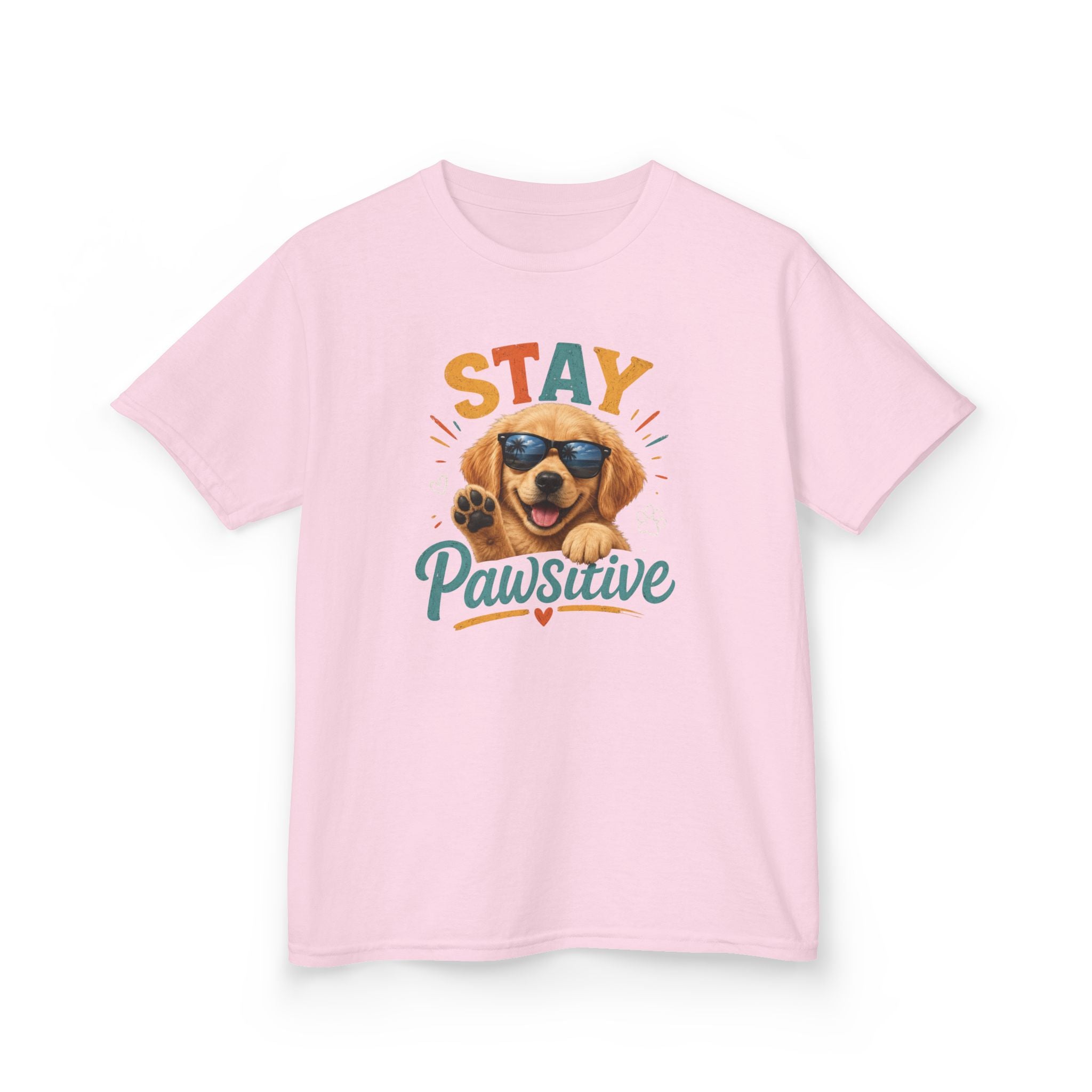 Kids T-Shirt "Stay Pawsitive" Cool Dog Cute Graphic Tee for Boys & Girls