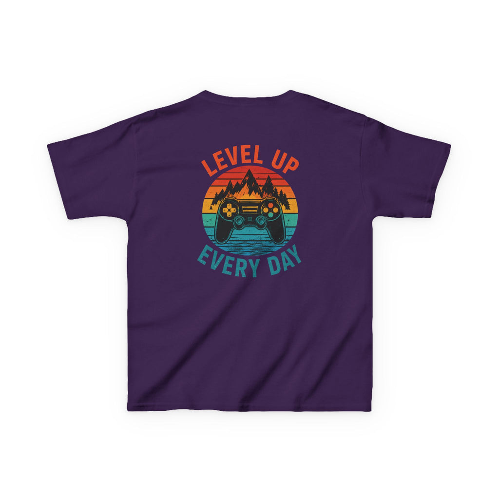 Kids Tee "Level Up Every Day" Retro Gamer Graphic