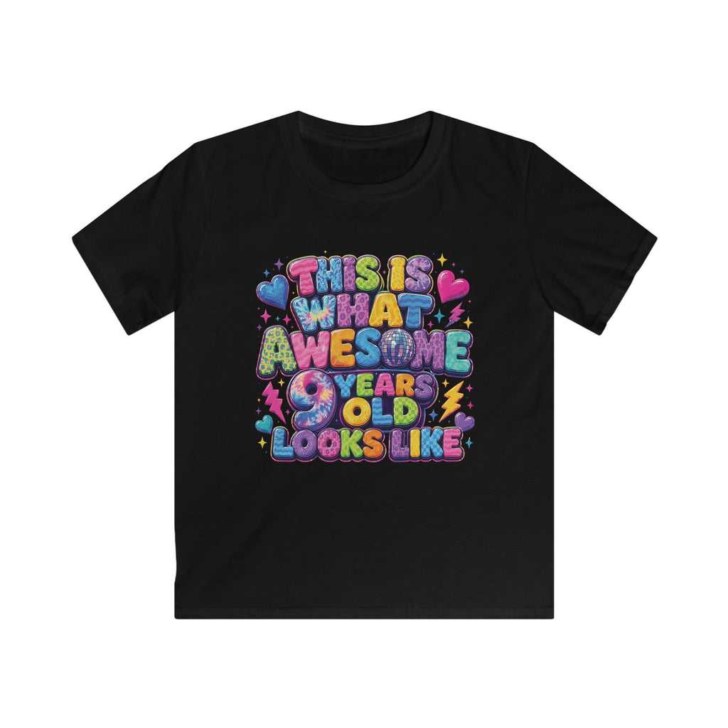 Kids Tee "This Is What Awesome 10 Years Old Looks Like" Colorful Birthday Shirt