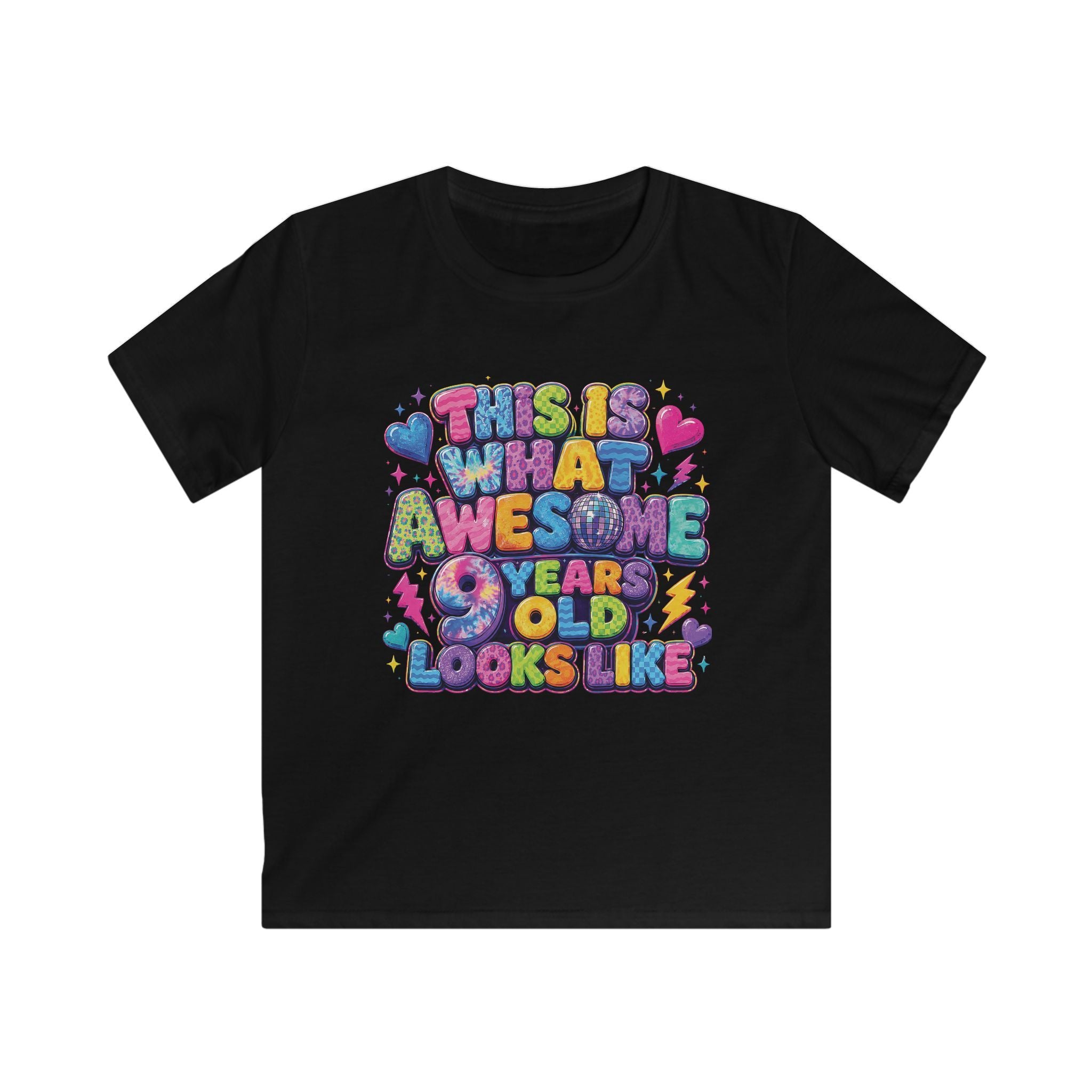 Kids Tee "This Is What Awesome 10 Years Old Looks Like" Colorful Birthday Shirt