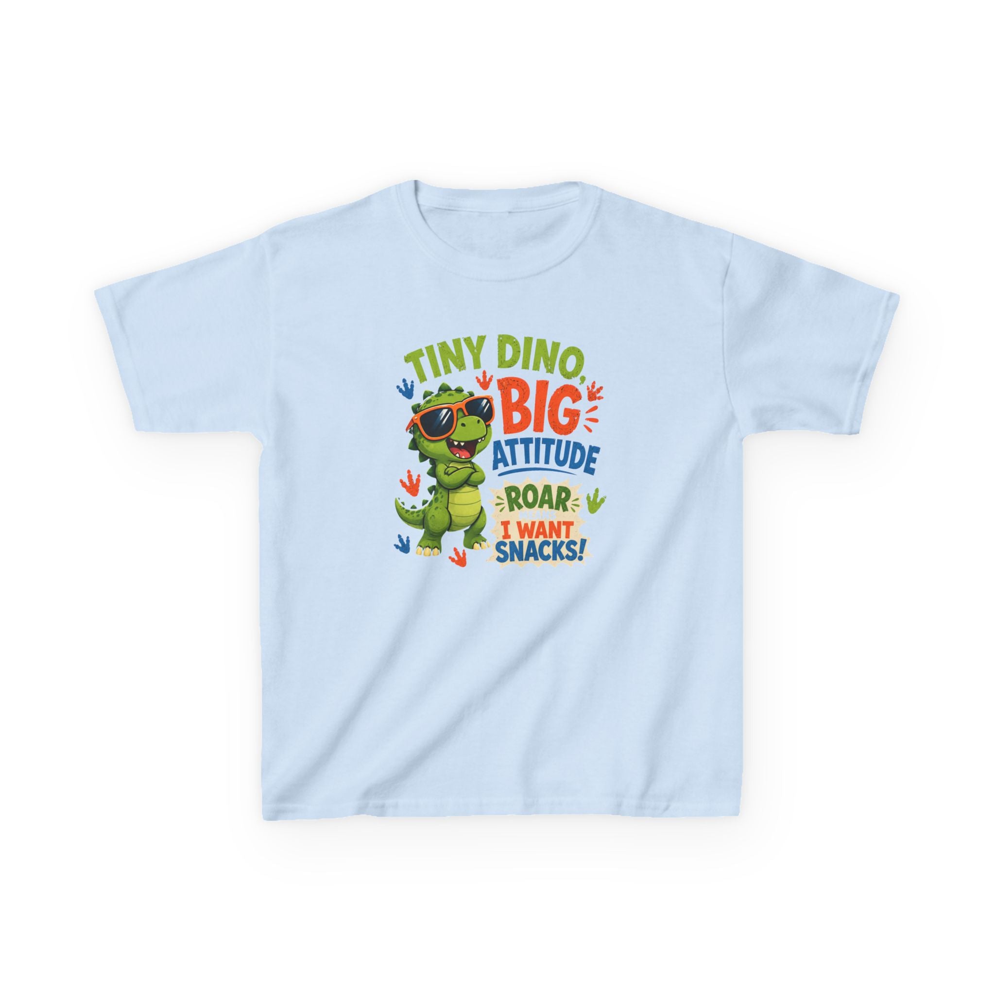 Kids T-Shirt "Tiny Dino, Big Attitude: Roar I Want Snacks" Cute Dino Tee