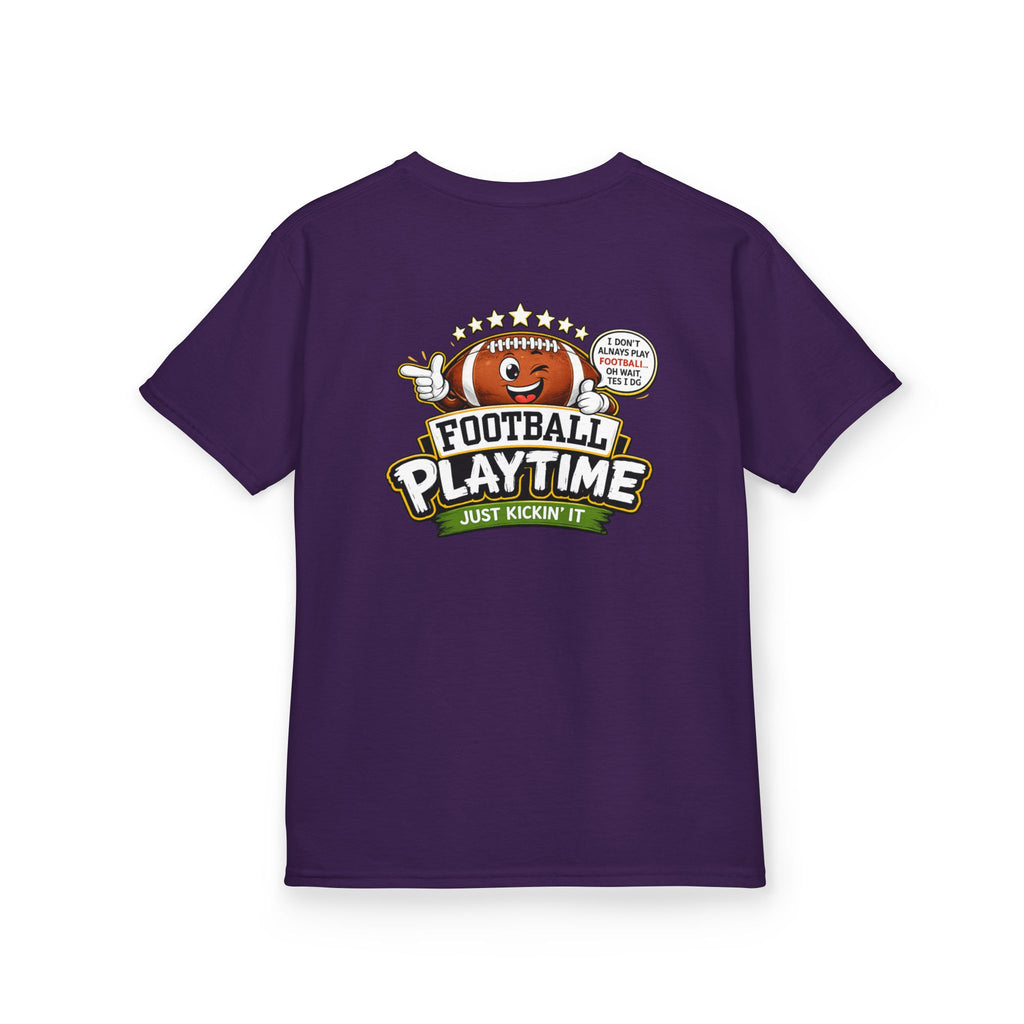 Football Playtime – Just Kickin' It | Funny Football Cartoon Mascot sports Graphic Tee