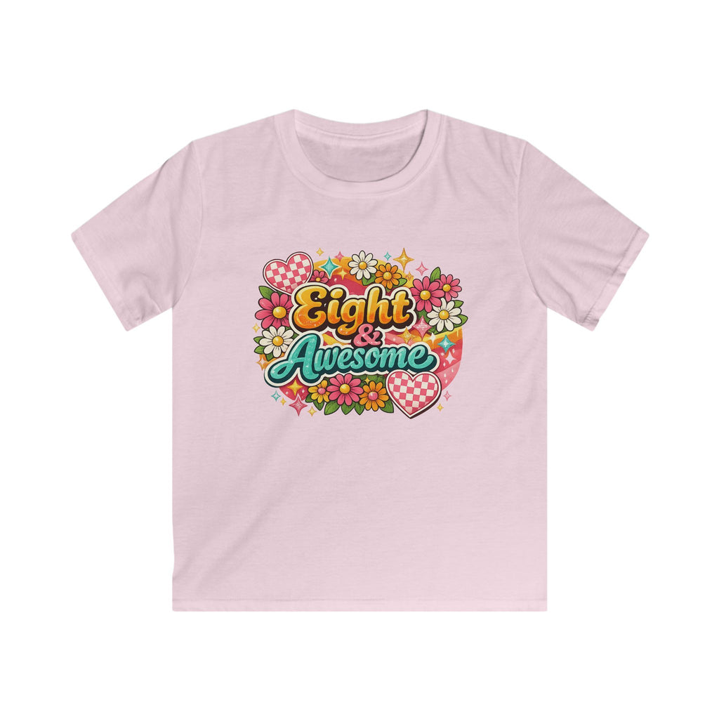 Kids Tee "Eight & Awesome" Floral Birthday Shirt