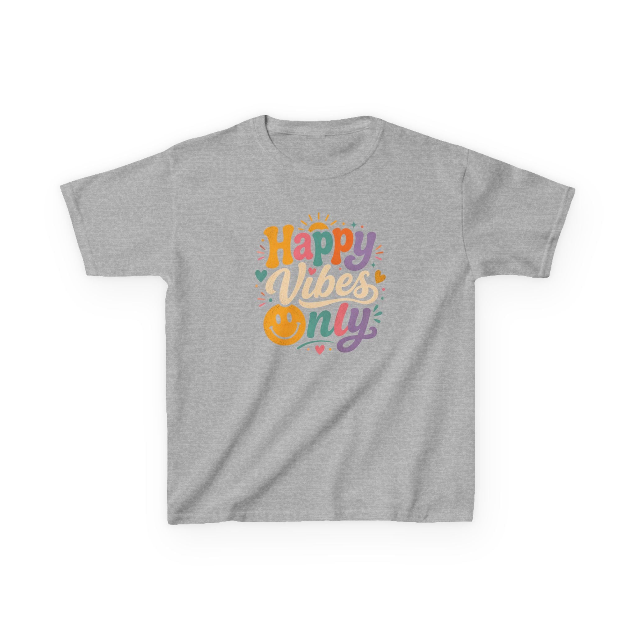 Kids T-Shirt "Happy Vibes Only" Cute Colorful Smiley Tee