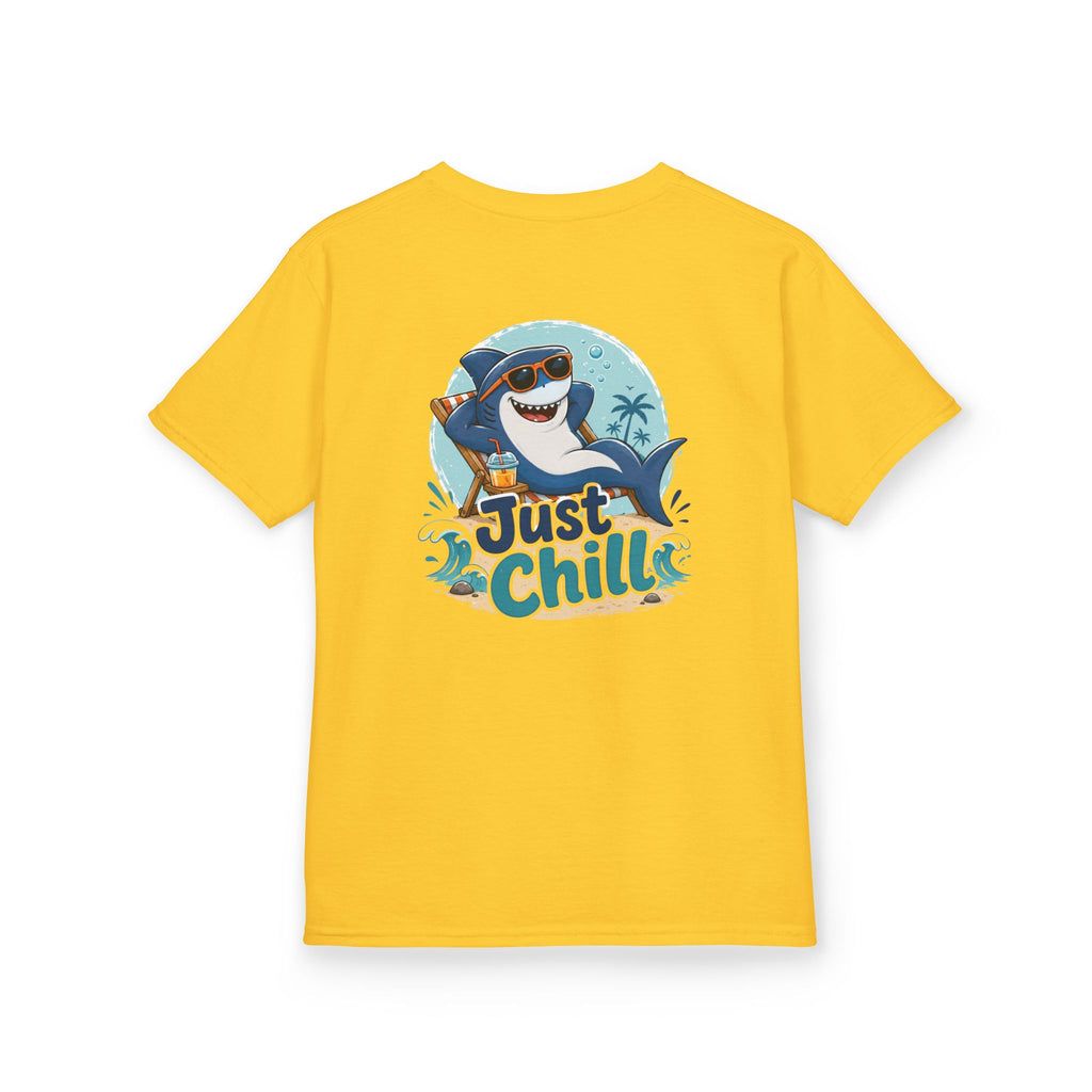 Kids Tee 'Just Chill' Surfing Shark Girls and Boys Graphic