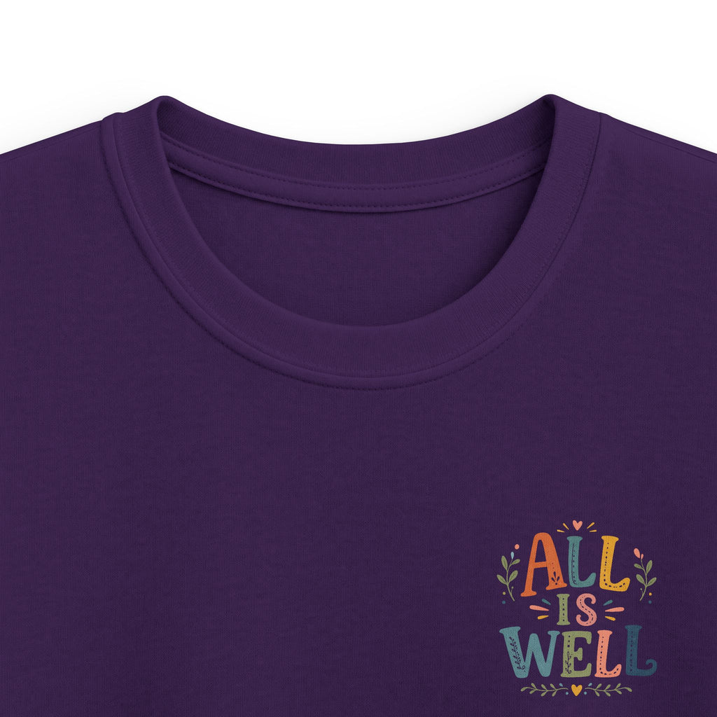 Kids Tee "All Is Well" Rainbow Pocket Motivational Graphic T-Shirt