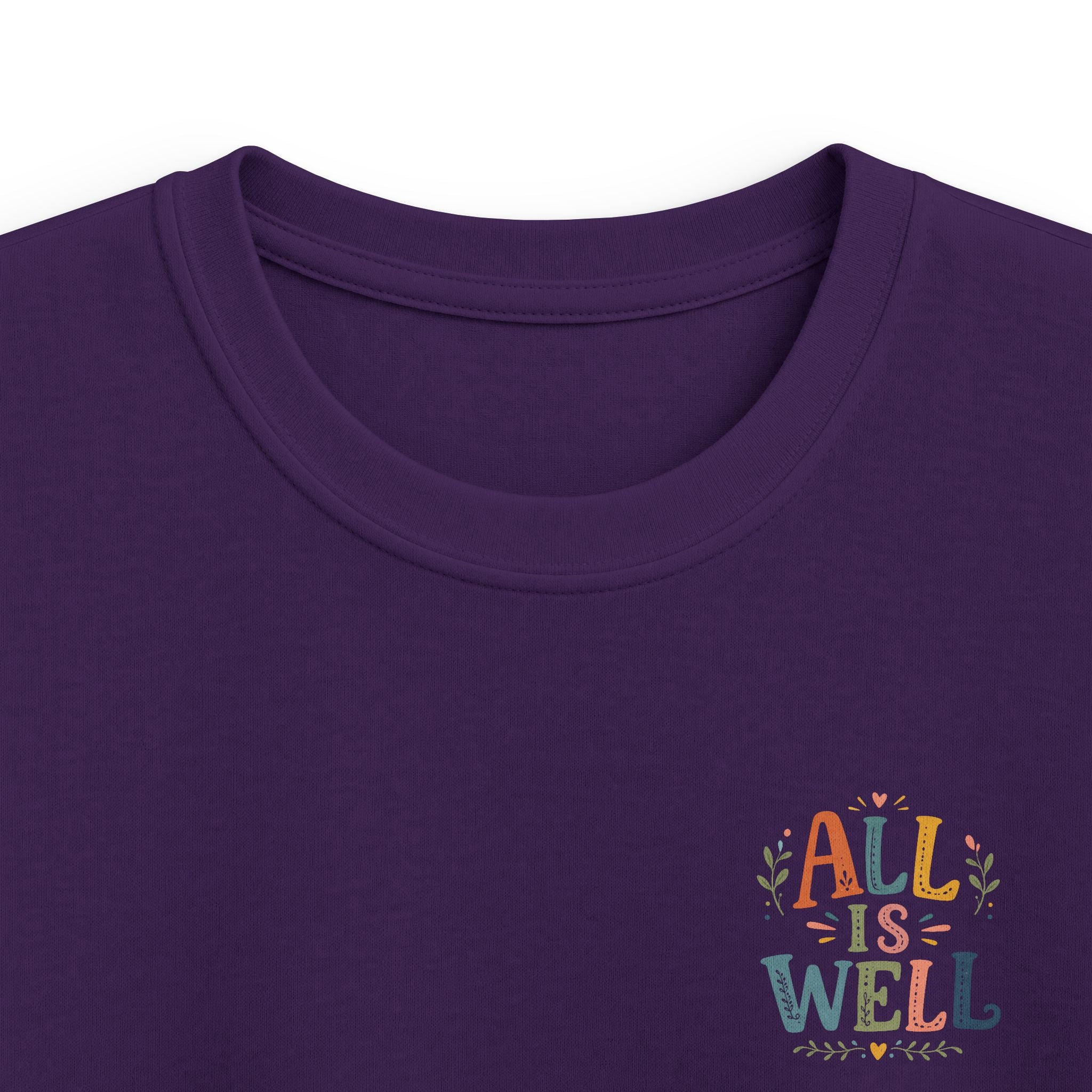 Kids Tee "All Is Well" Rainbow Pocket Motivational Graphic T-Shirt