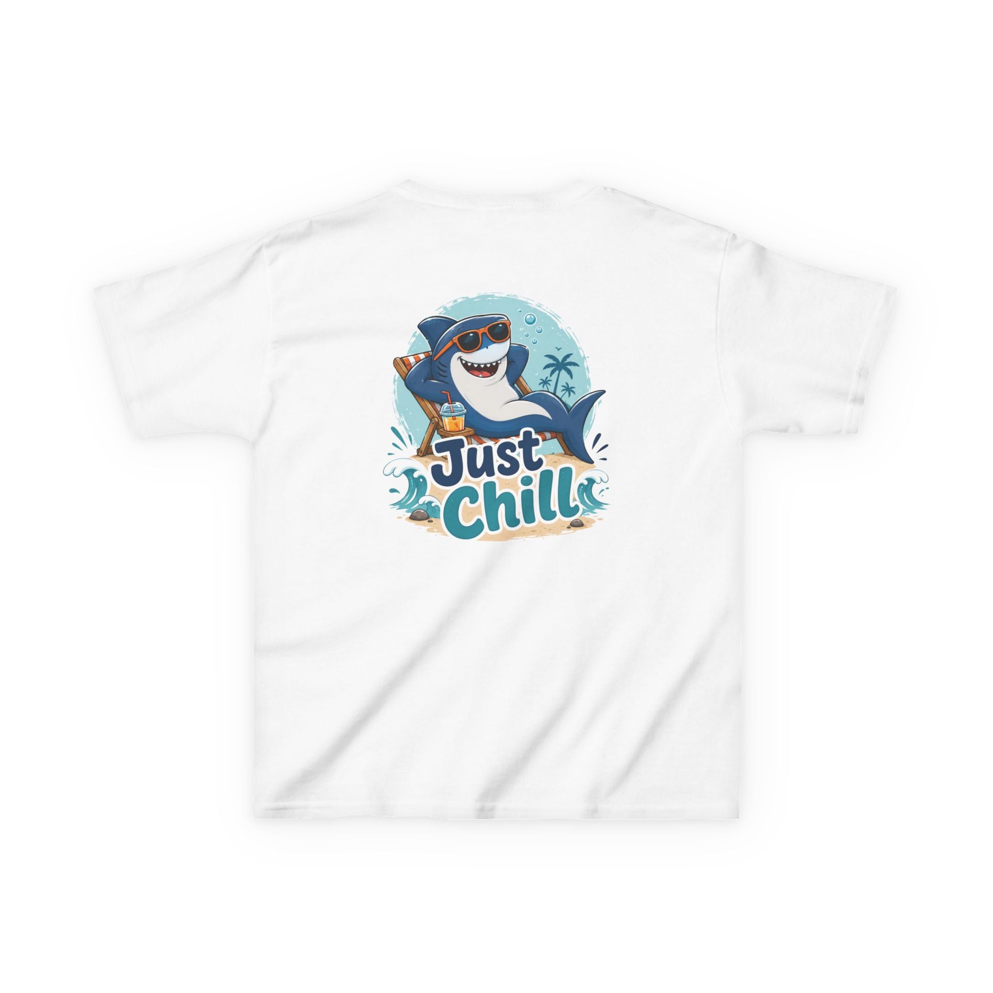 Kids Tee 'Just Chill' Surfing Shark Girls and Boys Graphic
