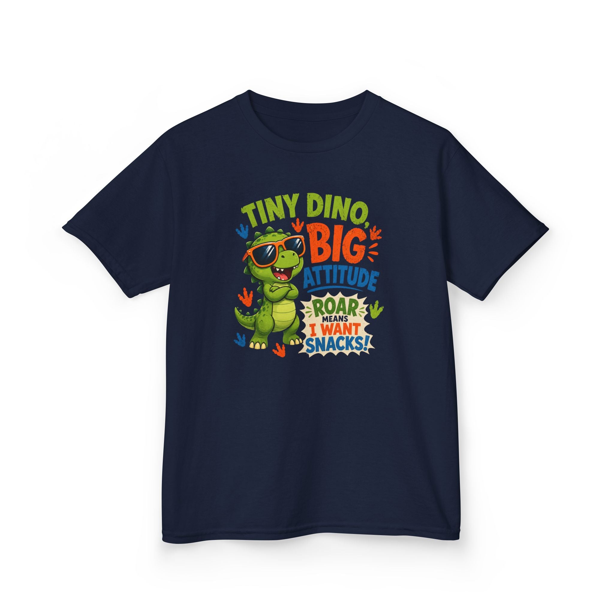 Kids T-Shirt "Tiny Dino, Big Attitude: Roar I Want Snacks" Cute Dino Tee