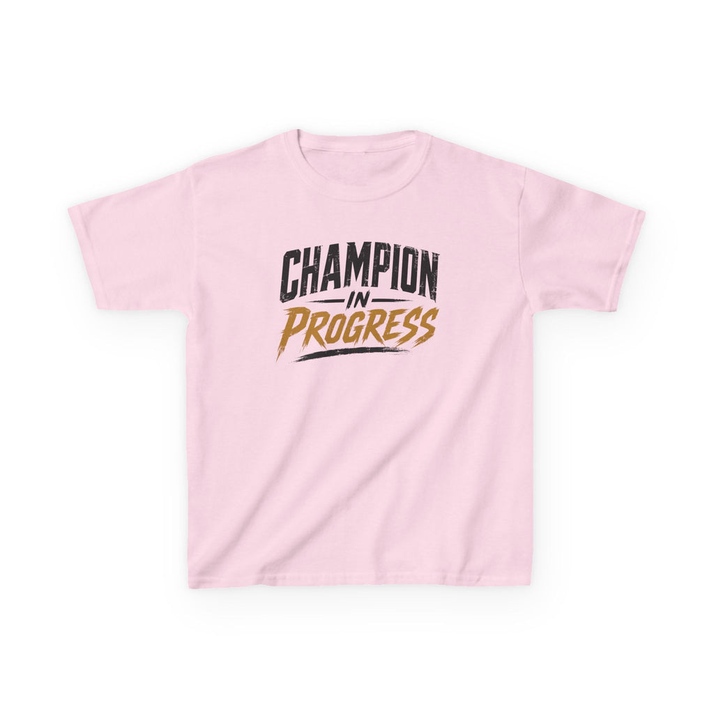 Champion in Progress I Motivational Kids T-Shirt | Athletic Sports Typography Graphic Tee