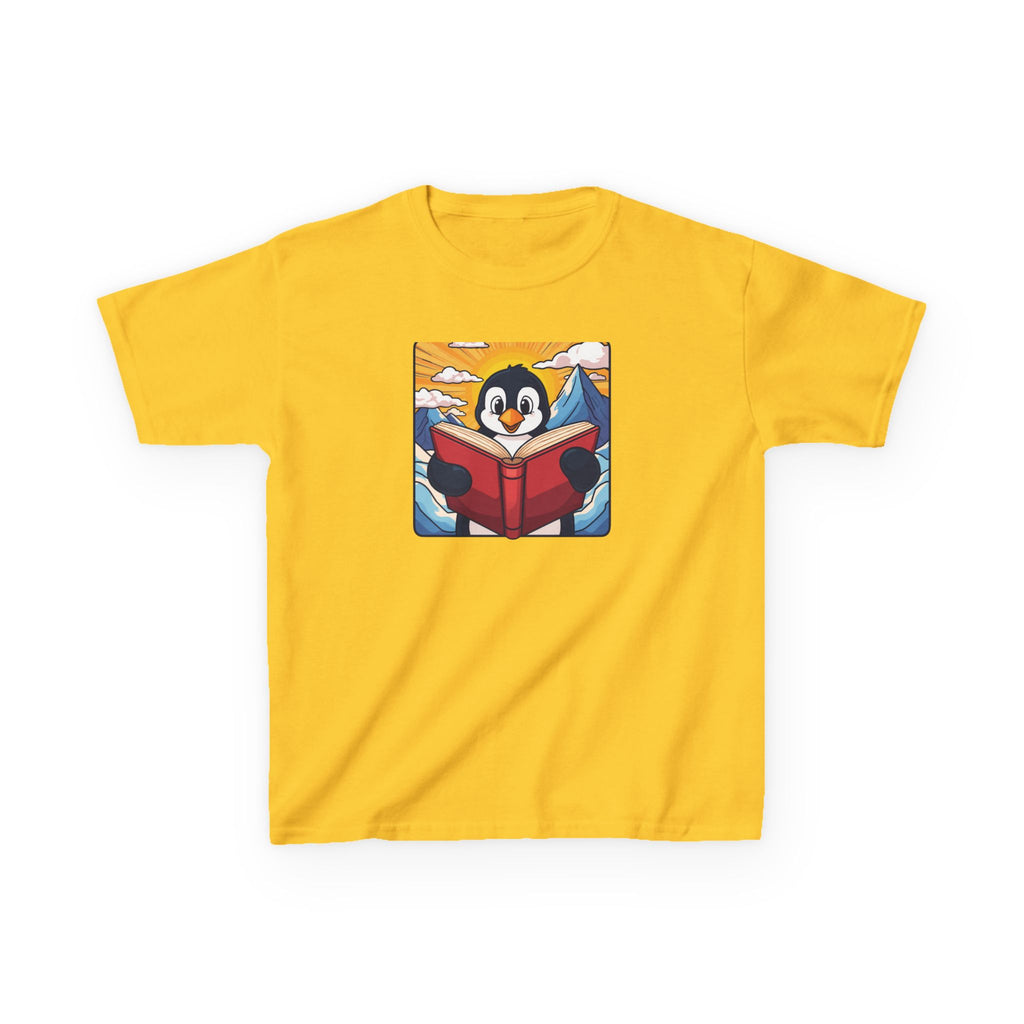 Kids Penguin Reading Tee Cute Book-Lover Shirt for Children