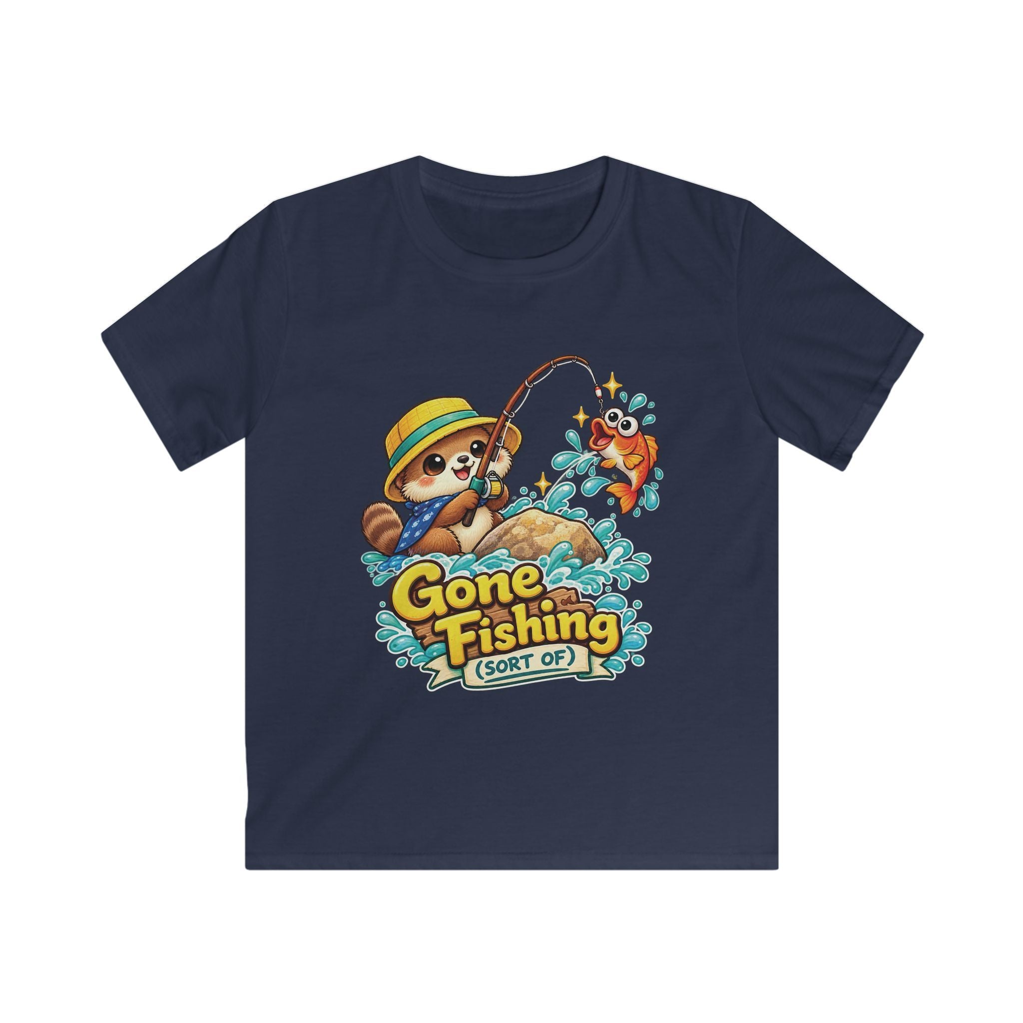 Kids Tee Cute Bear 'Gone Fishing' Graphic Tee for Boys & Girls