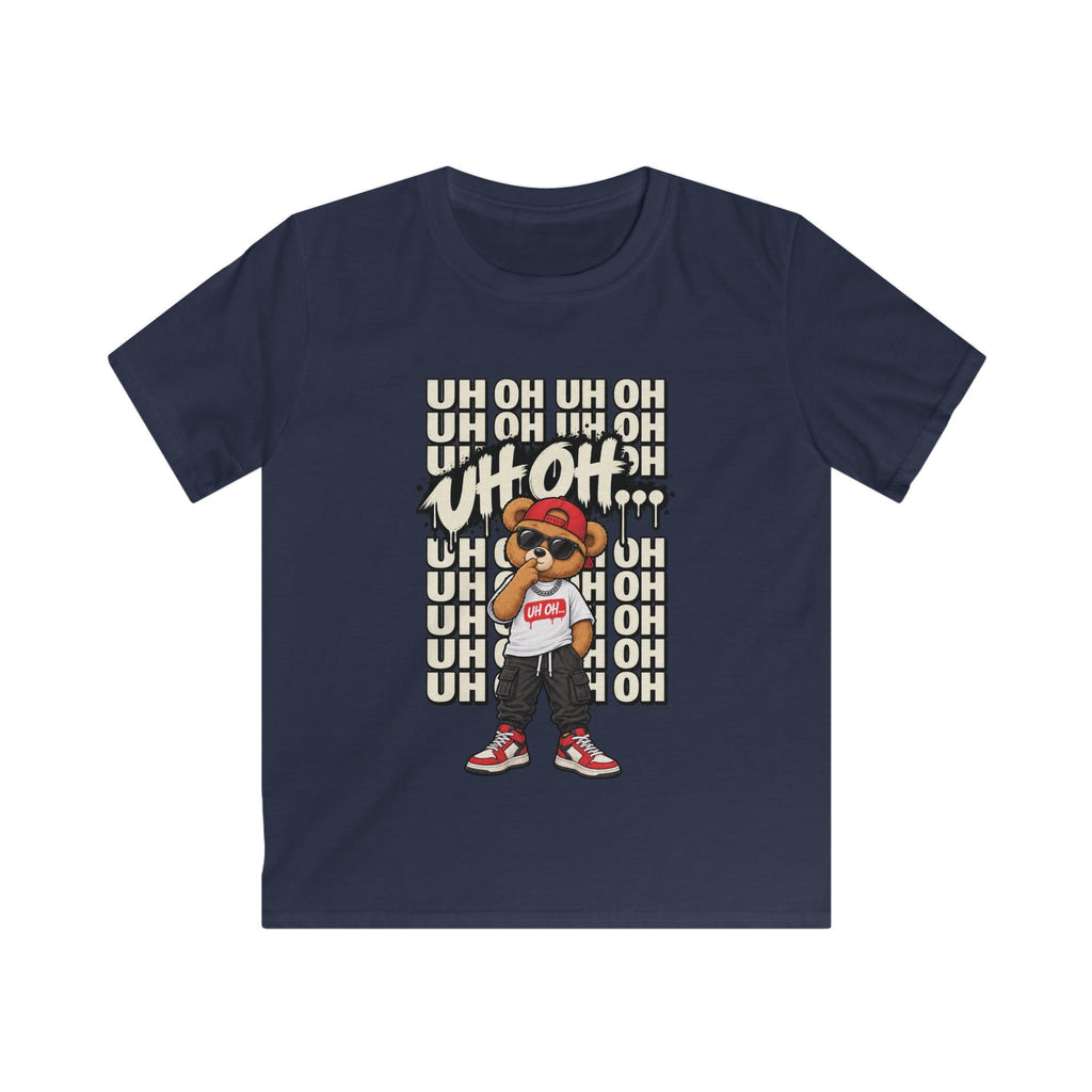 Kids Bear Graphic Tee "Uh Oh" Streetwear Hip-Hop Shirt