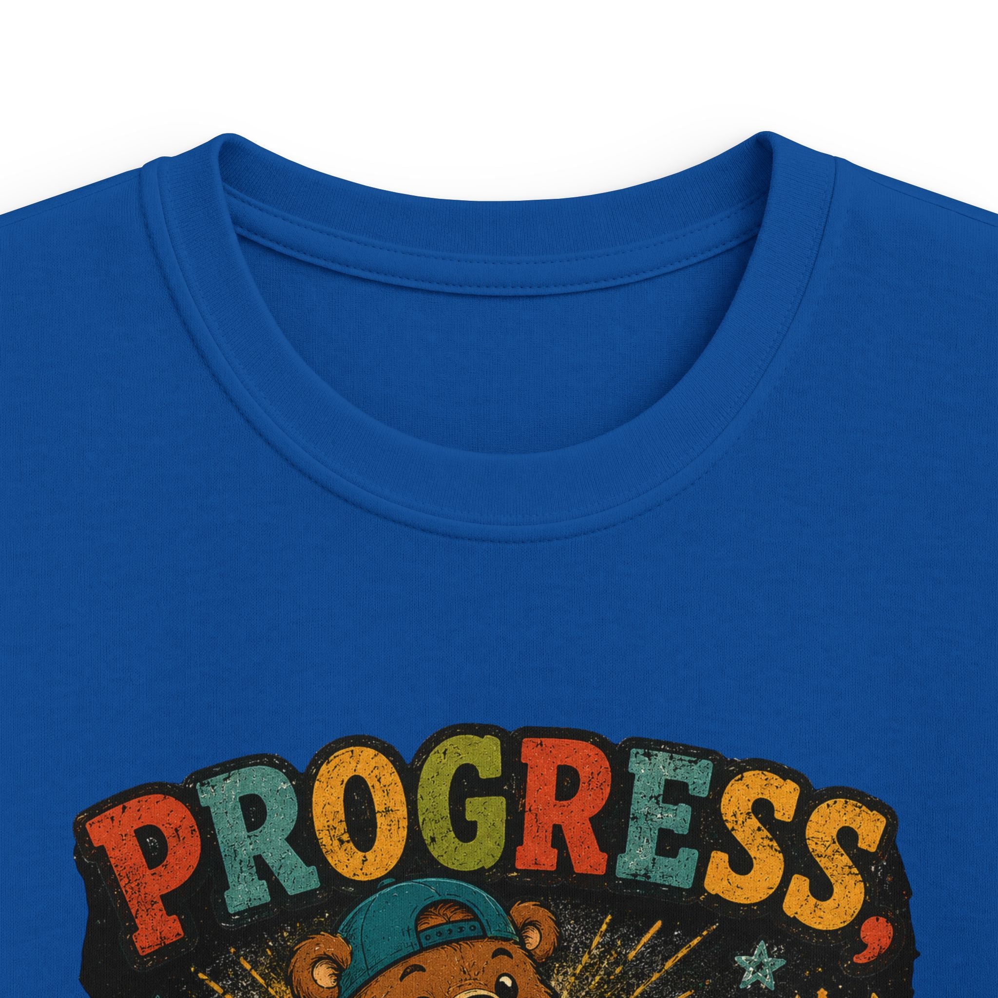 Kids Tee "Progress Not Perfect" Motivational Bear Shirt