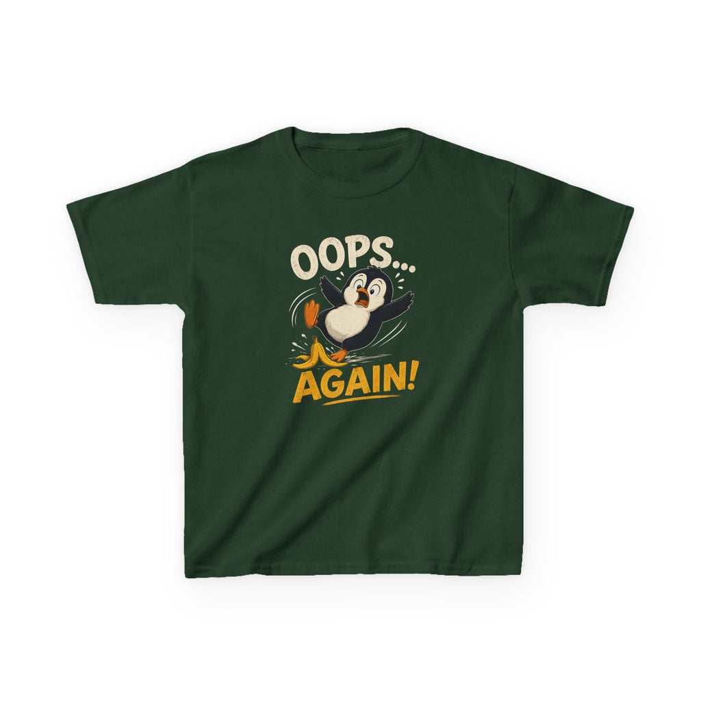 Kids Tee Cute Penguin "Oops... Again!" Funny Graphic T-Shirt