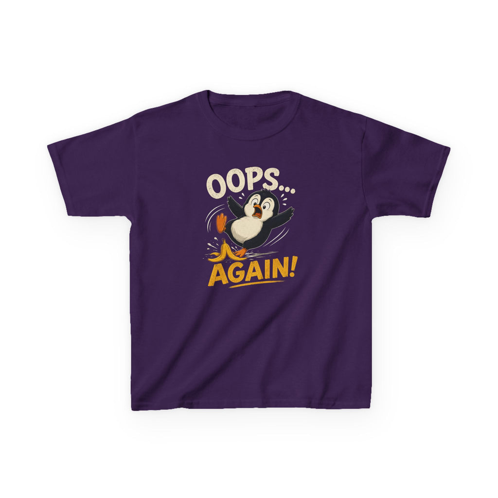 Kids Tee Cute Penguin "Oops... Again!" Funny Graphic T-Shirt