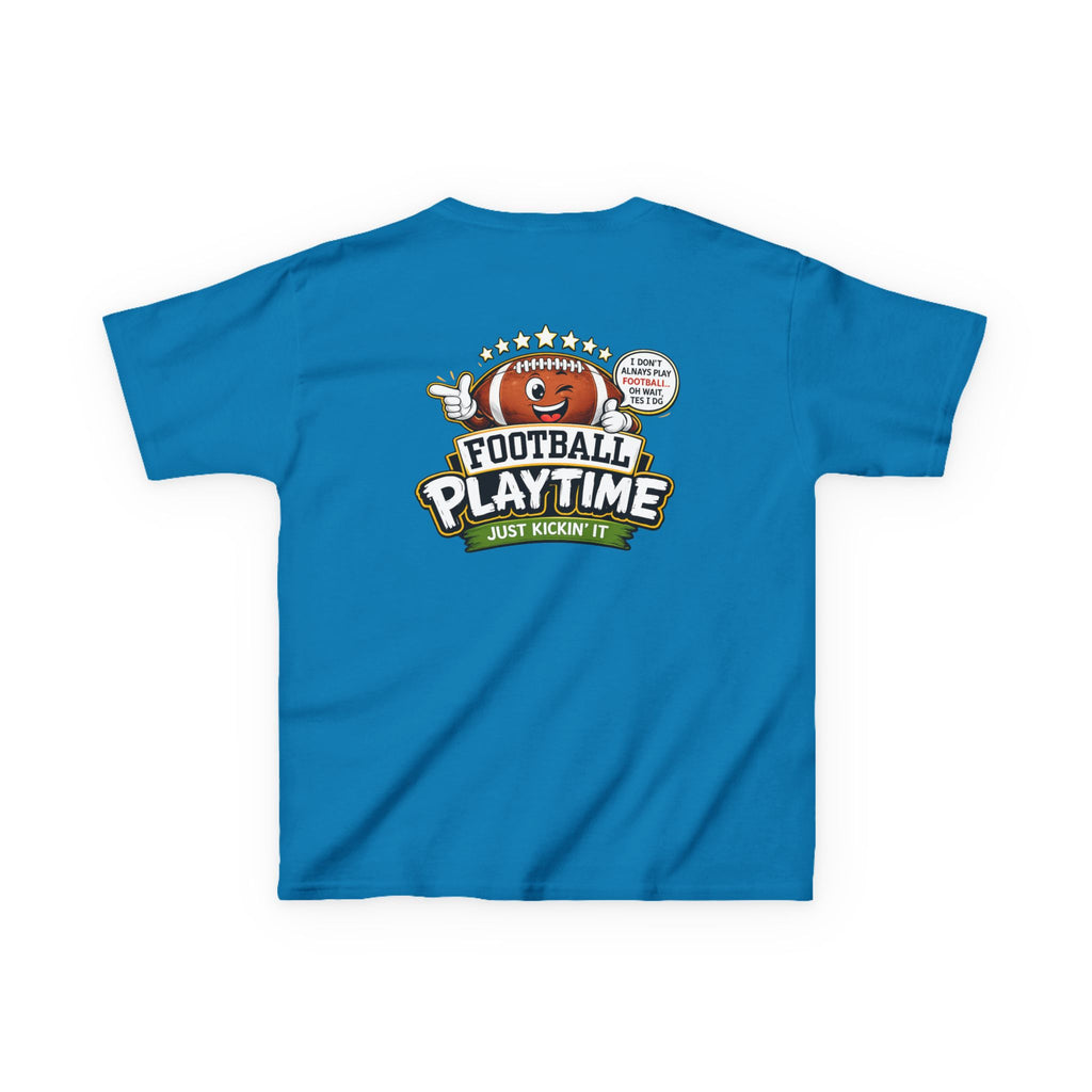 Football Playtime – Just Kickin' It | Funny Football Cartoon Mascot sports Graphic Tee