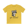 Cute Raccoon "got snacks?" Funny Graphic Tee for Kids
