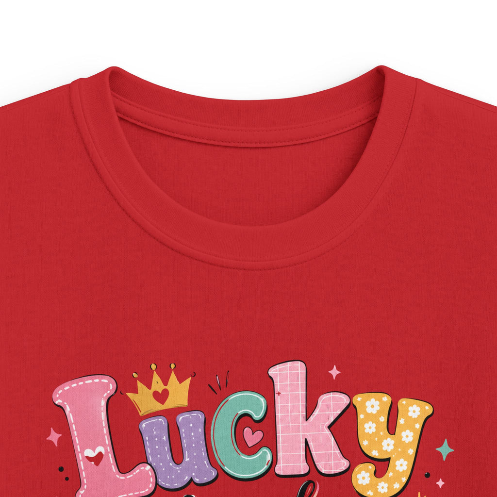 Girls "Lucky Number 7" T-Shirt Cute St. Patrick's Day Rainbow & Clover Tee