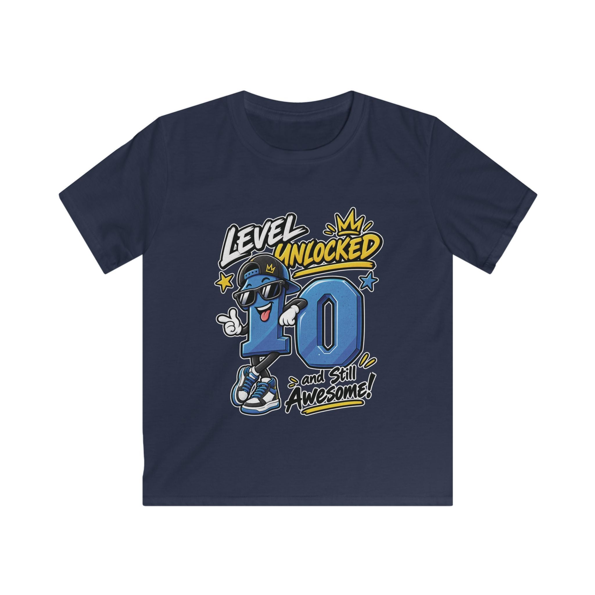 Kids 10th Birthday T-Shirt "Level Unlocked 10 and Still Awesome"